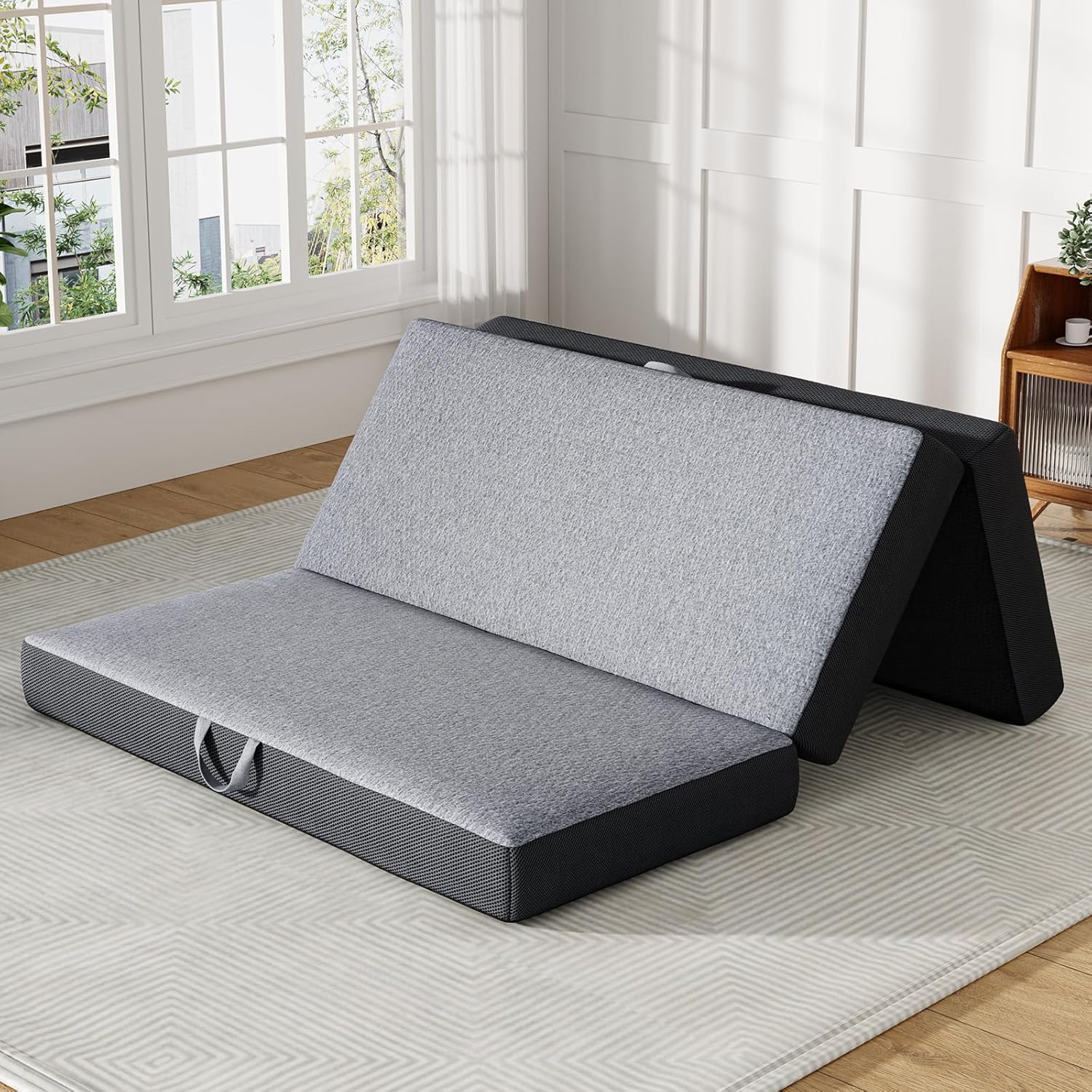 Trifold Mattress Full Size 6 Inch - Foldable Memory Foam Mattress for Camping, Travel, RV, Guest Bed & Yoga - No Slip Bottom, Washable Cover with Handles - Portable Folding Floor Cushion 73