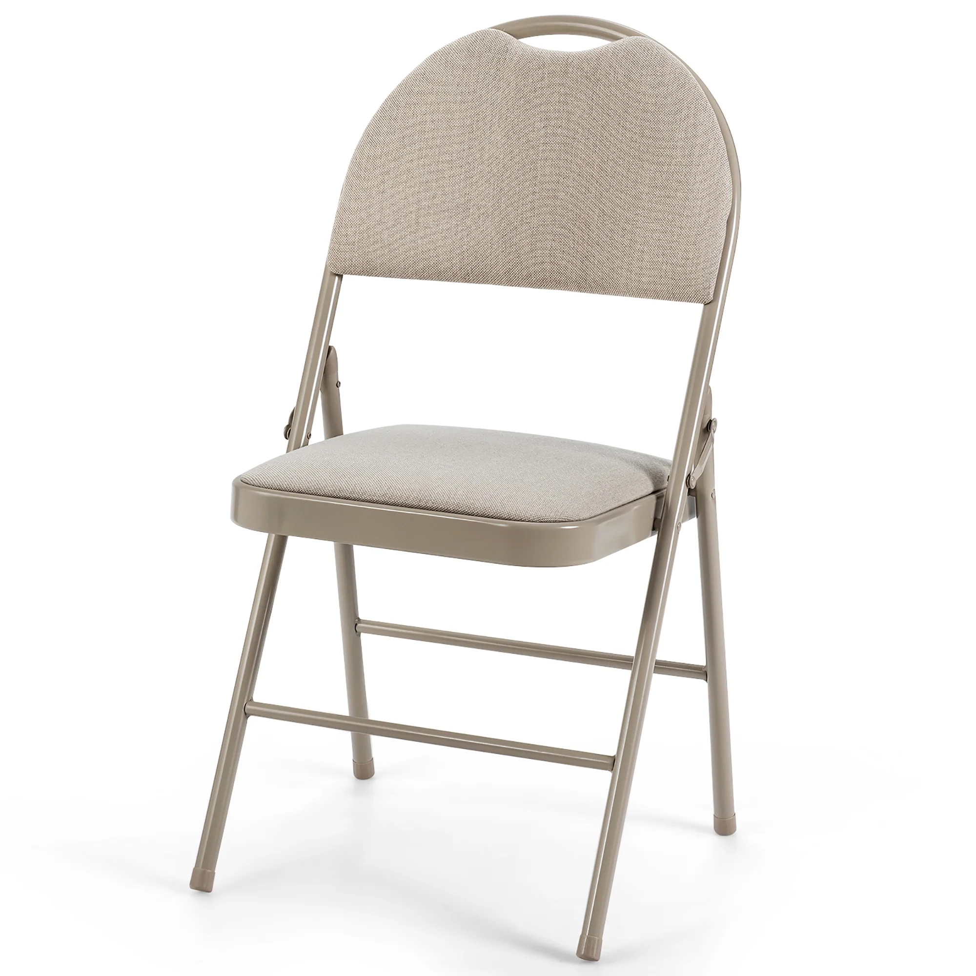 Costway Set of 6 Folding Chairs Fabric Upholstered Padded Seat Metal Frame Home Office Beige - Image 11
