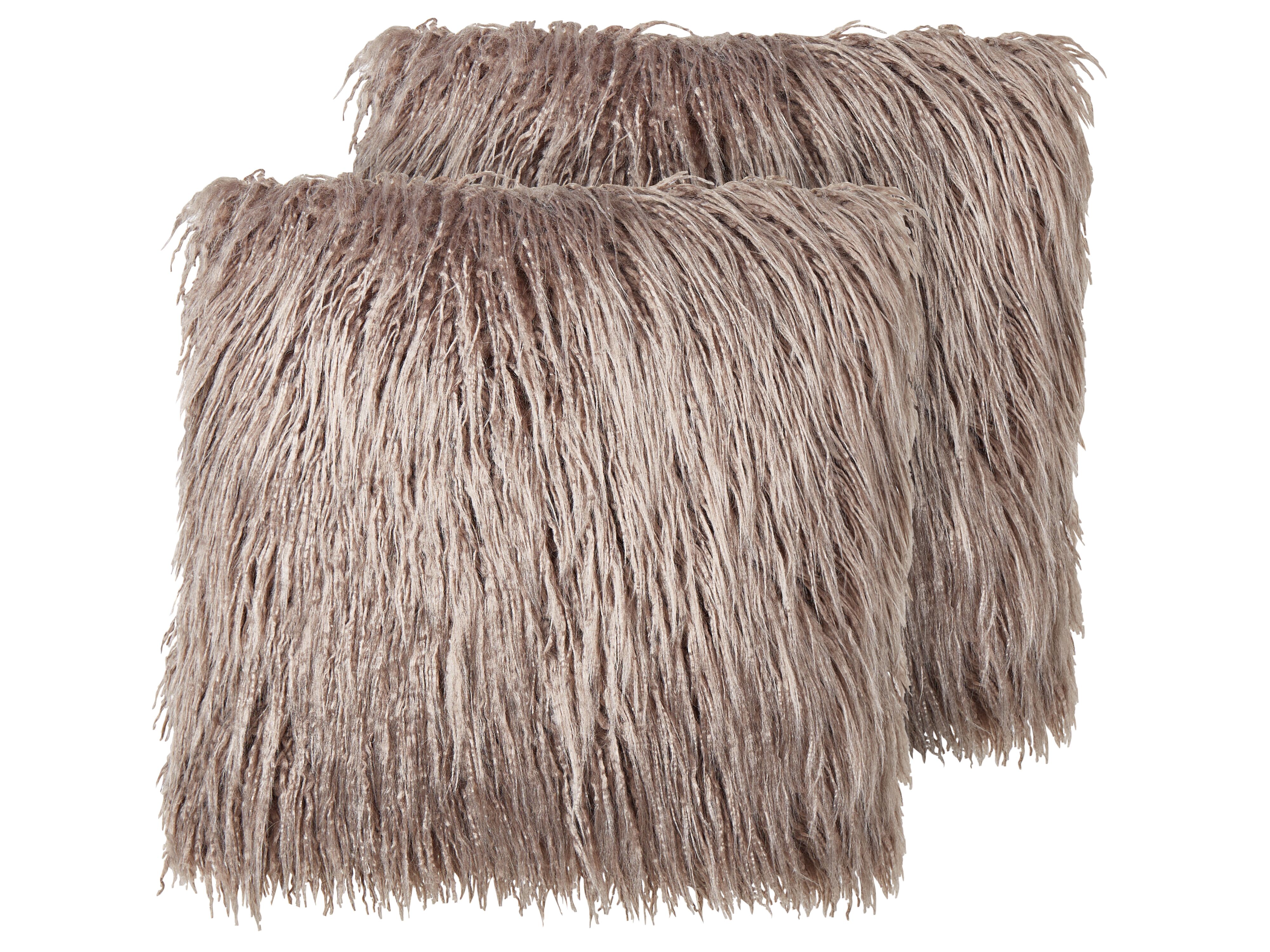 Set of 2 Decorative Cushions COROKIA Faux Fur 45 x 45 cm Beige Solid