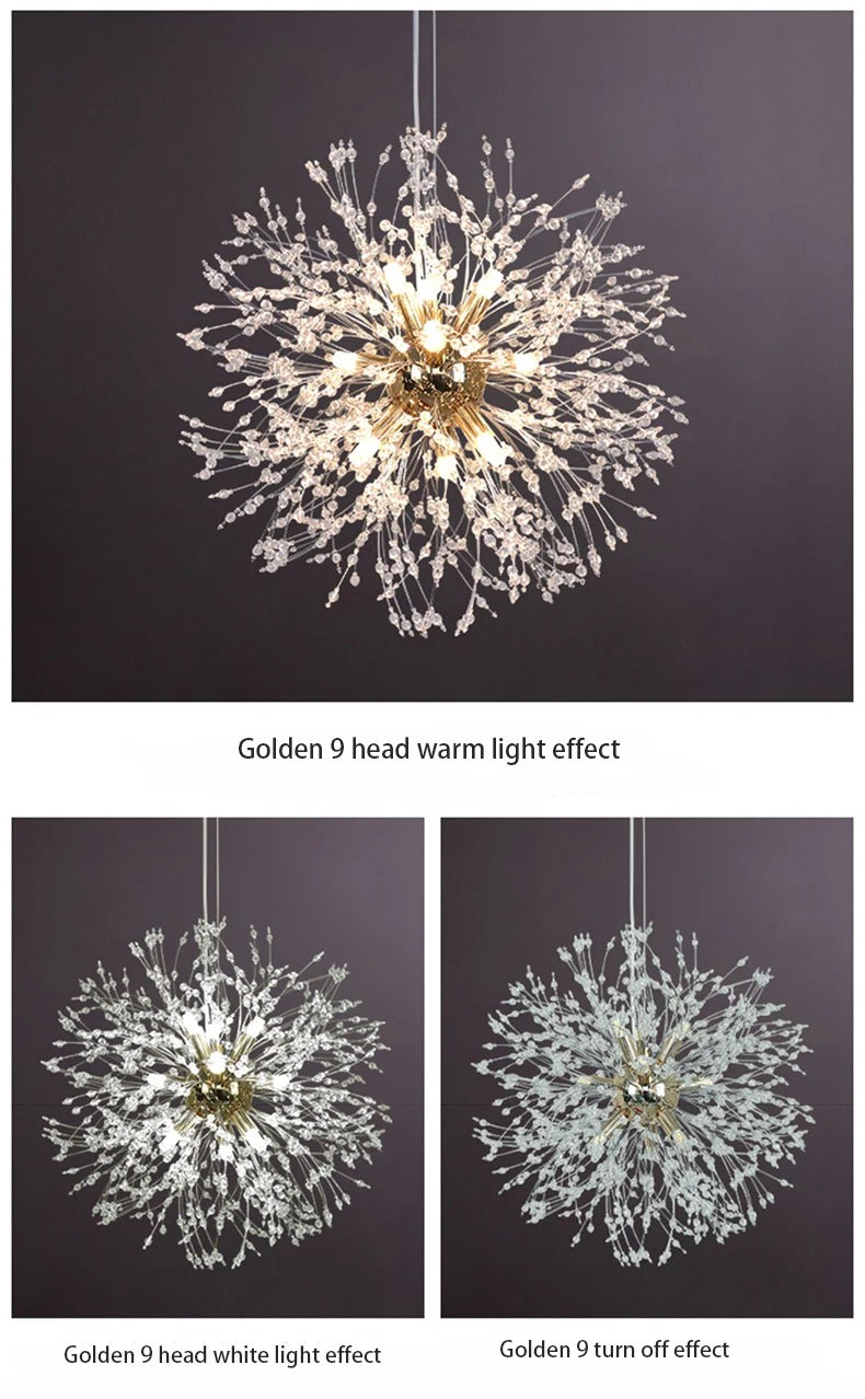 BloomLuxe – Paardenbloem Kristallen Kroonluchter in Elegant Design