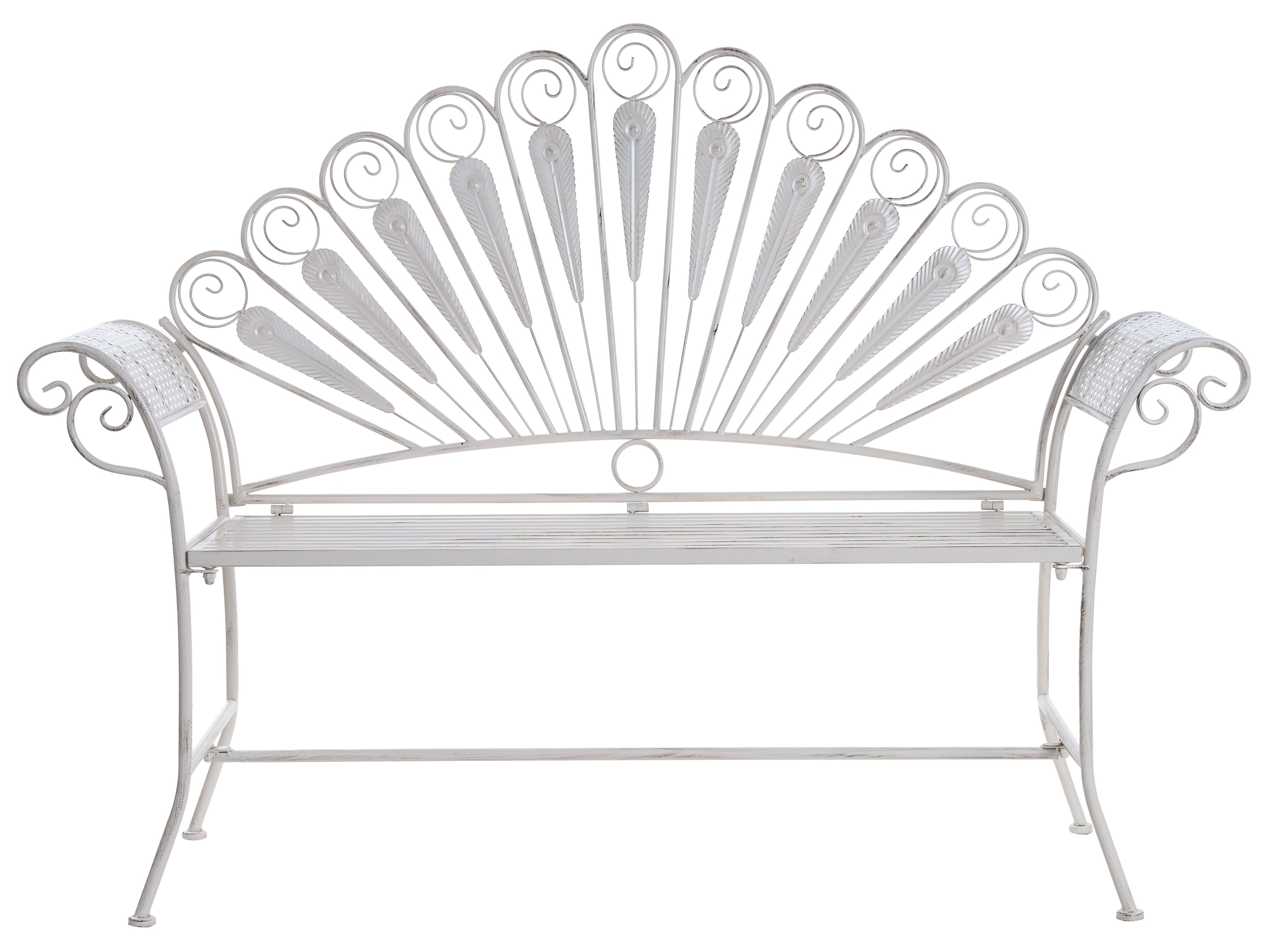Garden Bench PAVIA 146 cm Metal Off-White