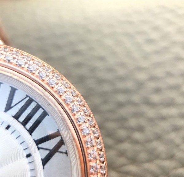 Replica Cartier Ballon Bleu 36mm RG White Textured Dial Diamond Bezel - Top club