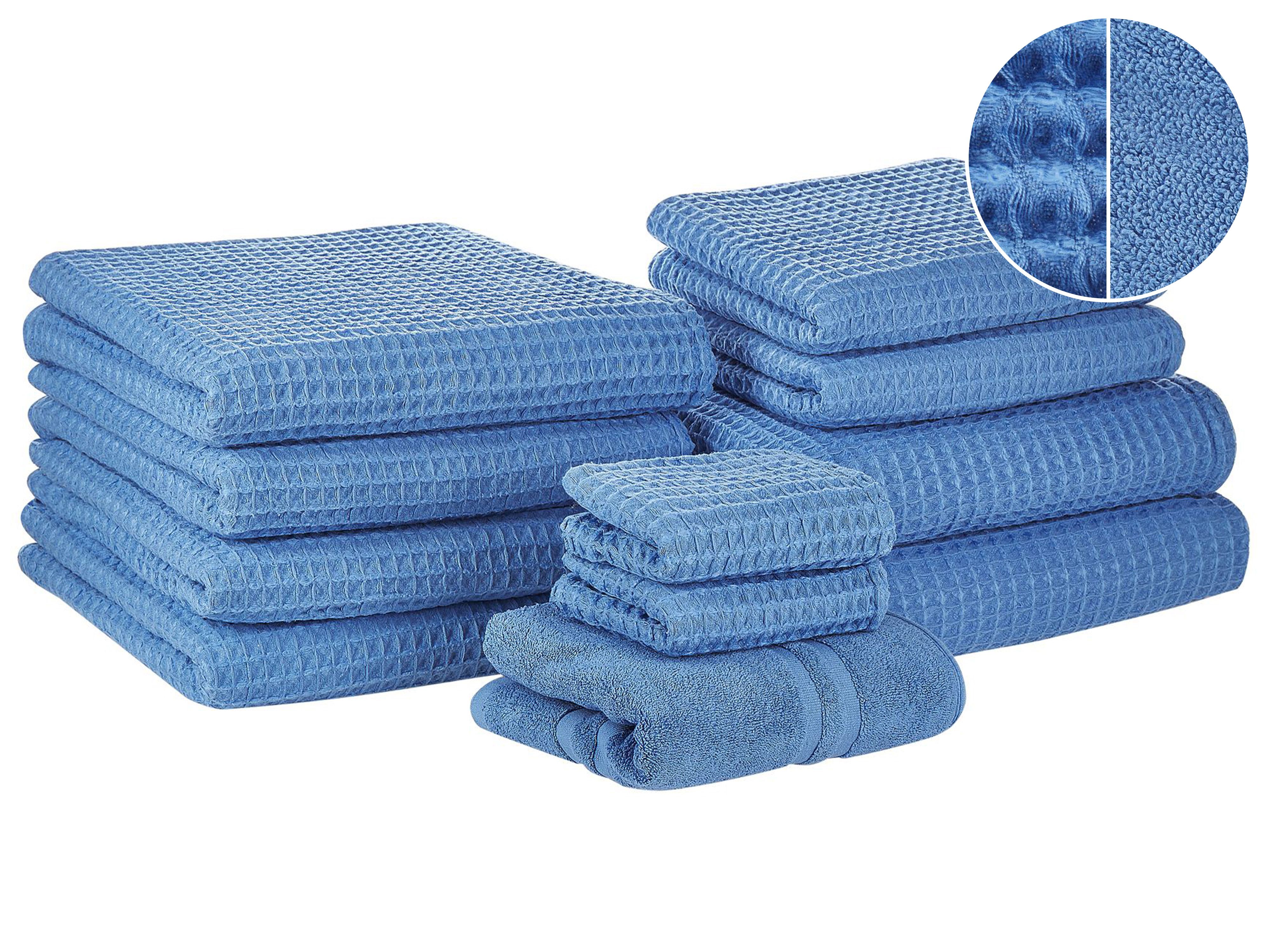 Set of 11 Towels AREORA Cotton Blue