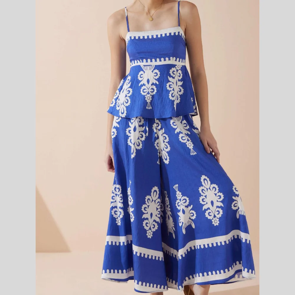 Full Size Printed Cami and Wide Leg Pants Set Plus Size - ZKZOOK