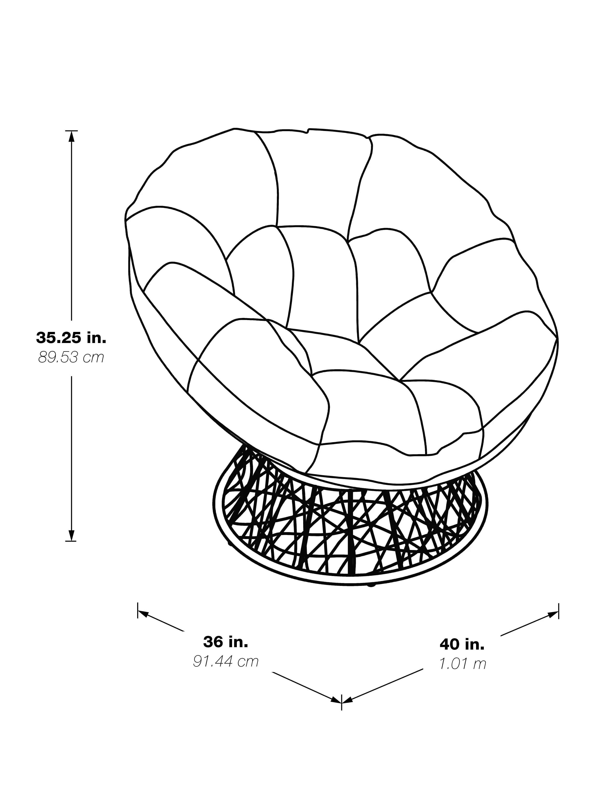 OSP Home Furnishings Wicker Papasan Chair with 360-Degree Swivel, 40�?W x 36�?D - Image 7