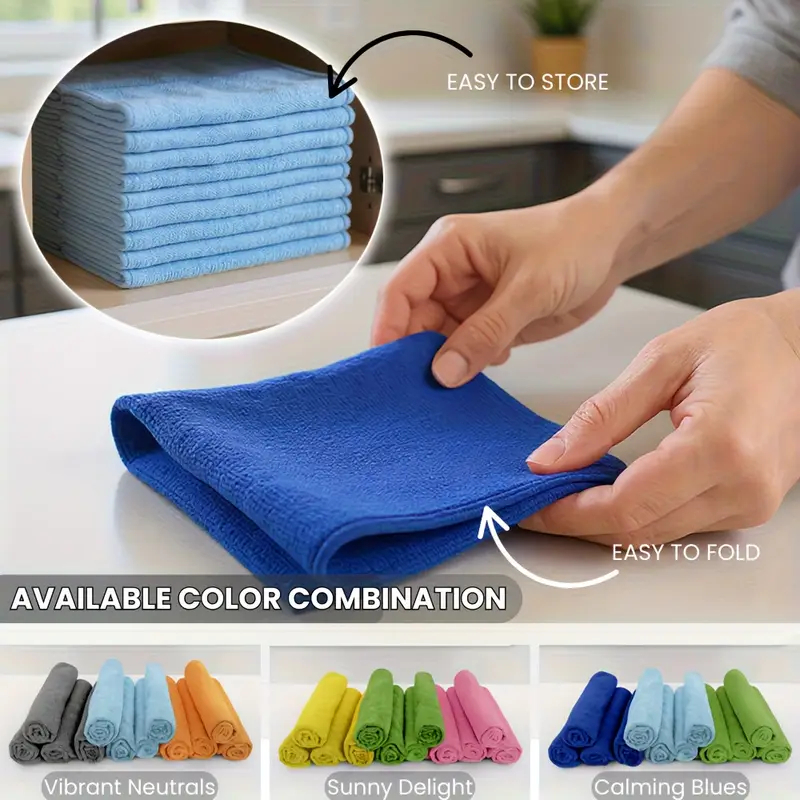 Heavy-Duty Ultra-Fine Fiber Cleaning Cloth - Highly Absorbent Lint-Free, Non-Slip Towel Square Multi-Purpose