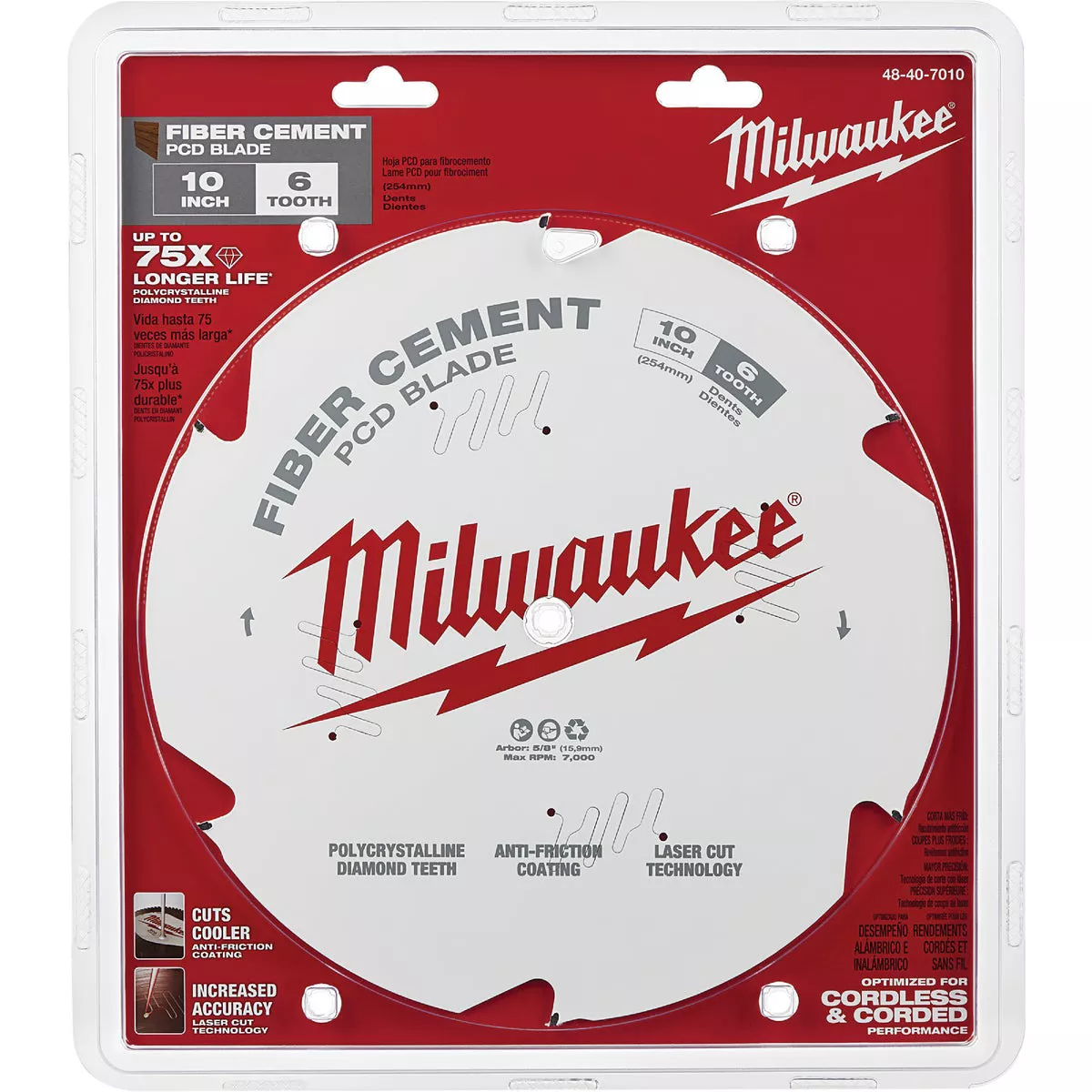 Milwaukee 10 In. 6-Tooth PCD Fiber Cement Circular Saw Blade