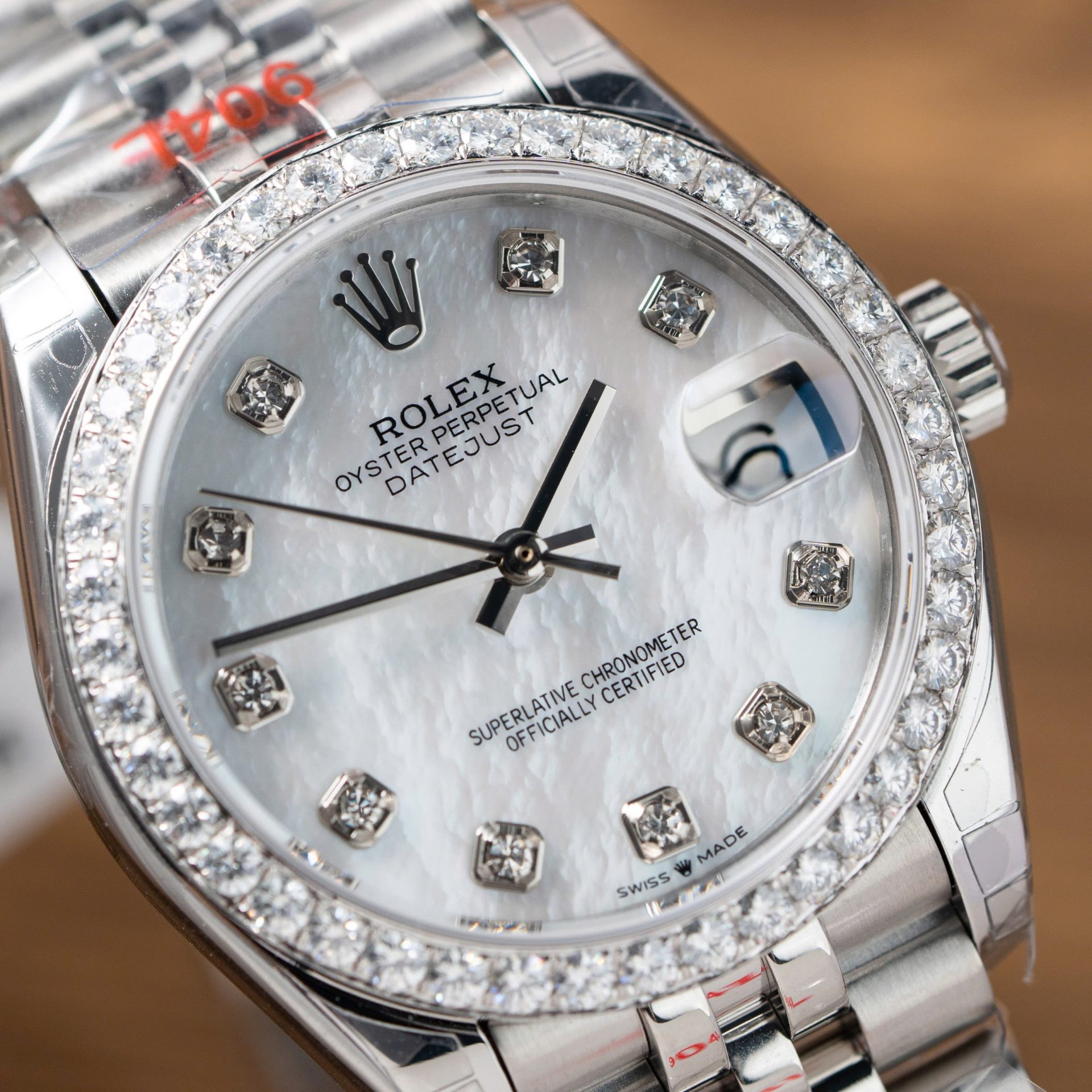 Rolex DateJust Replica Watch Mother Of Pearl Dial With Moissanite Bezel 31mm - Top club
