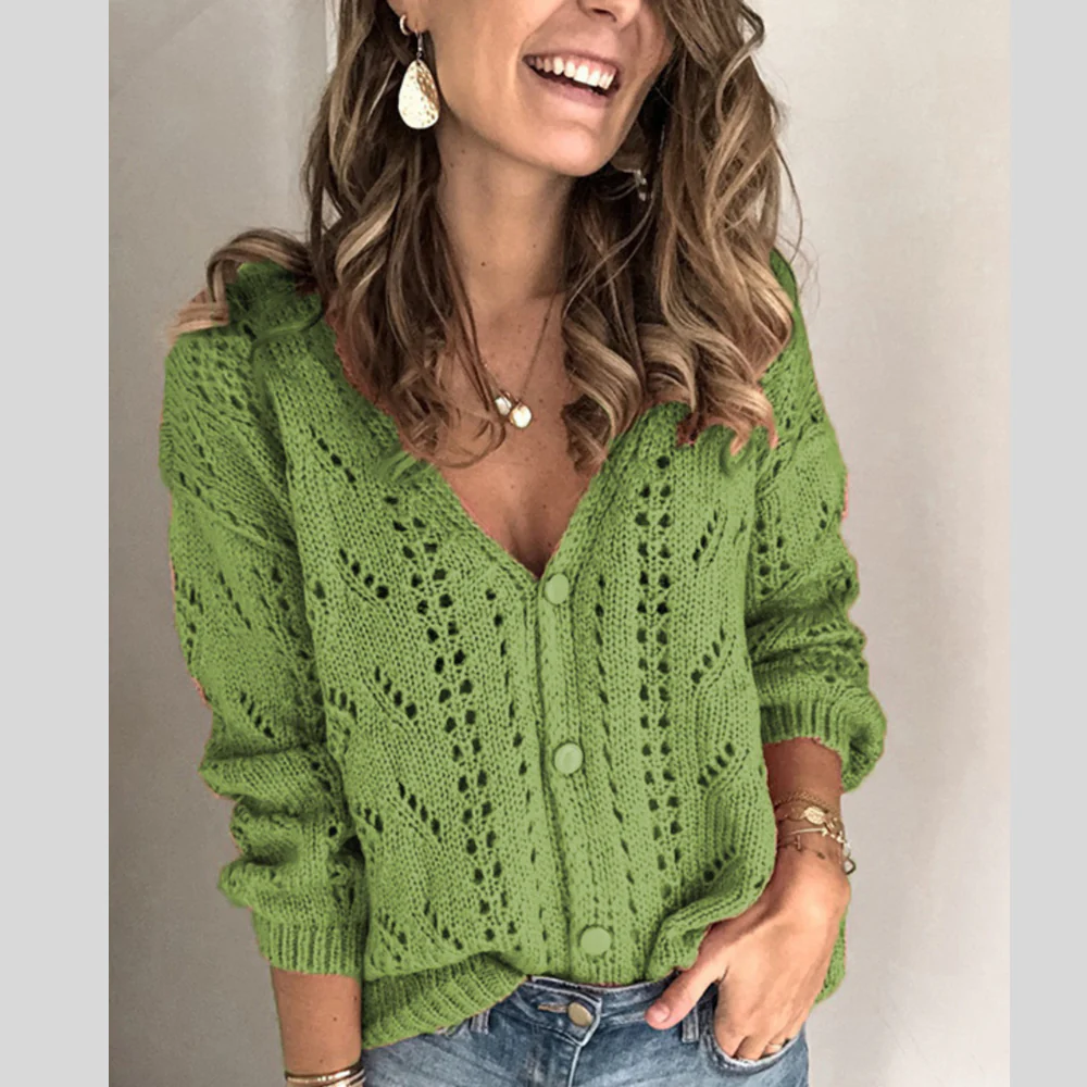 V-Neck Crochet Openwork Cardigan - ZKZOOK