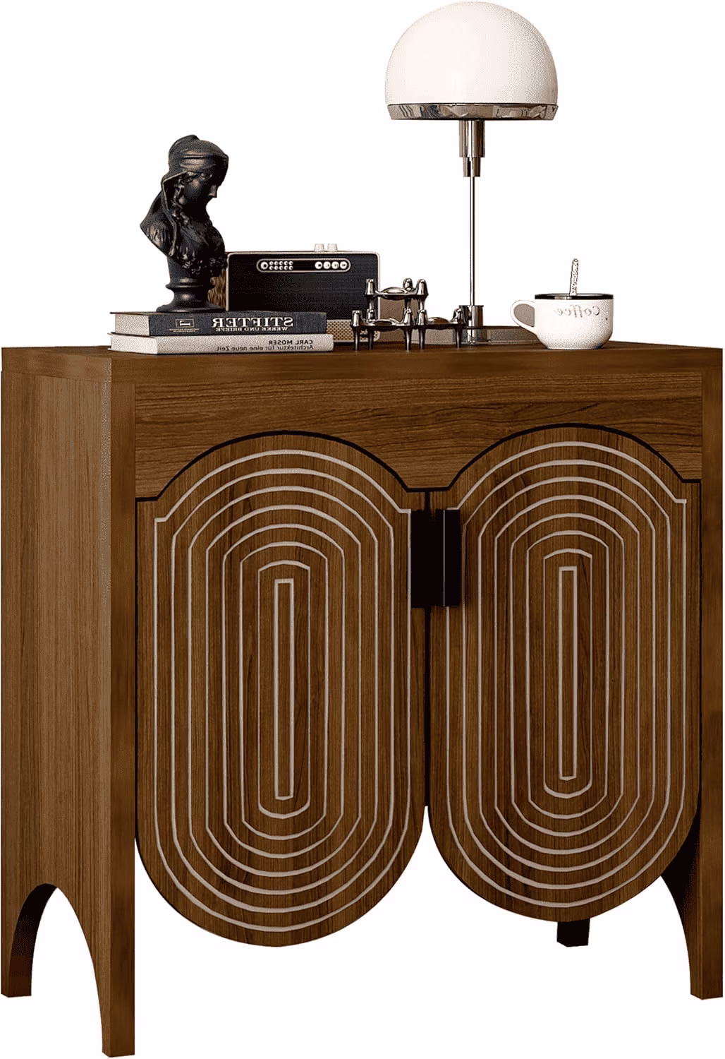 LEFHDA 2PCS Buffet Cabinet, Sideboard Cabinet with Storage, Accent Storage Cabinet with Carved Arc Door Design for Kitchen Dining Room, 2 Doors Buffet Cabinet with Adjustable Shelves - Image 9