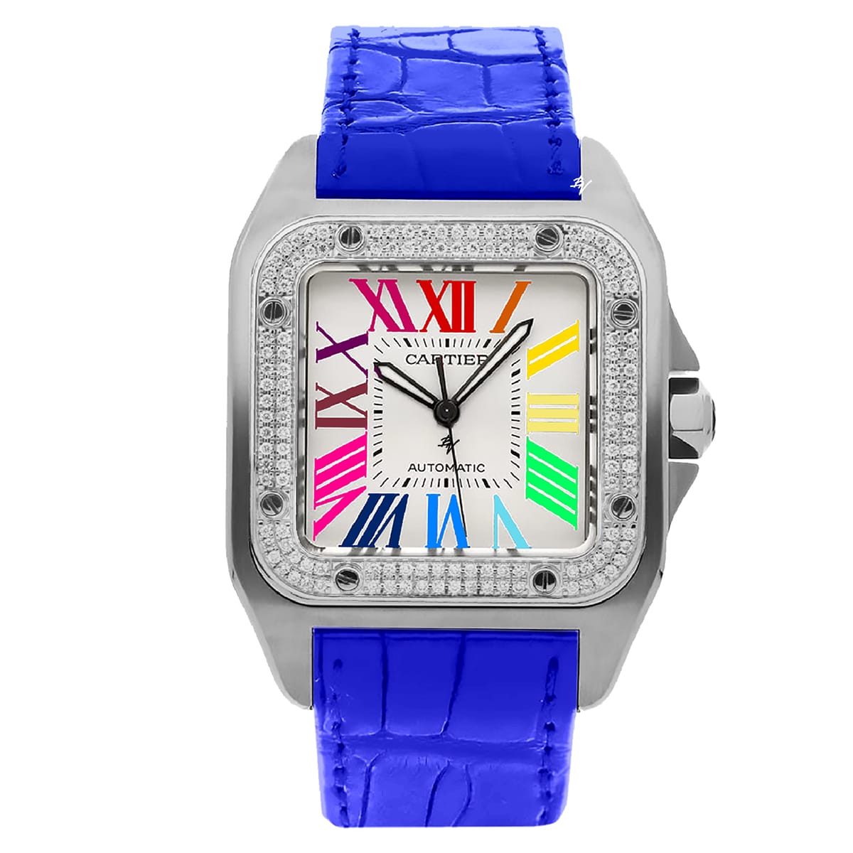 Fake Cartier Replica Watch Santos 100 Anniversary Rainbow Limited Edition Black Custom(1:1 replica) - Top club