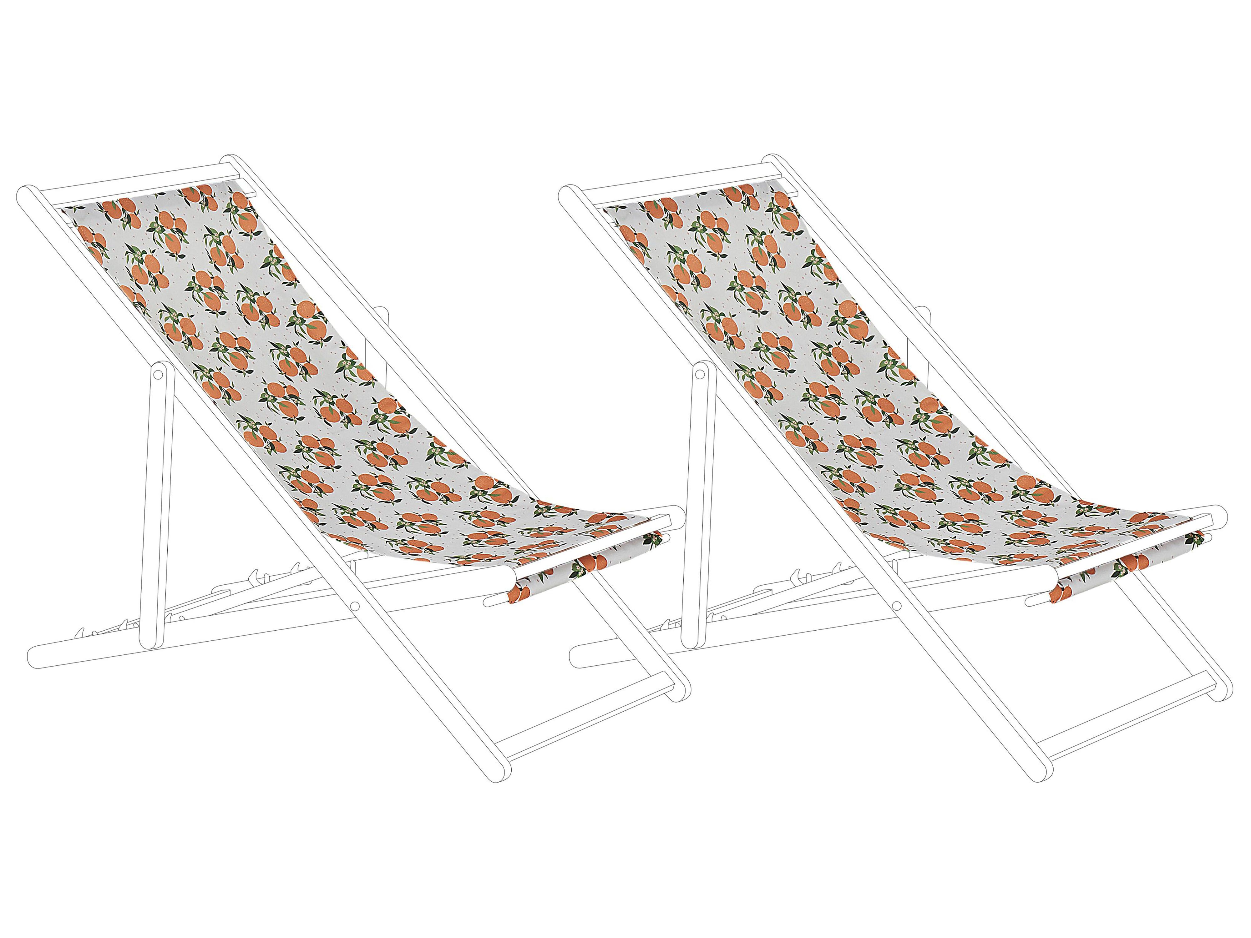Set of 2 Sun Lounger Replacement Fabrics ANZIO/AVELLINO 113 x 44 cm Orange