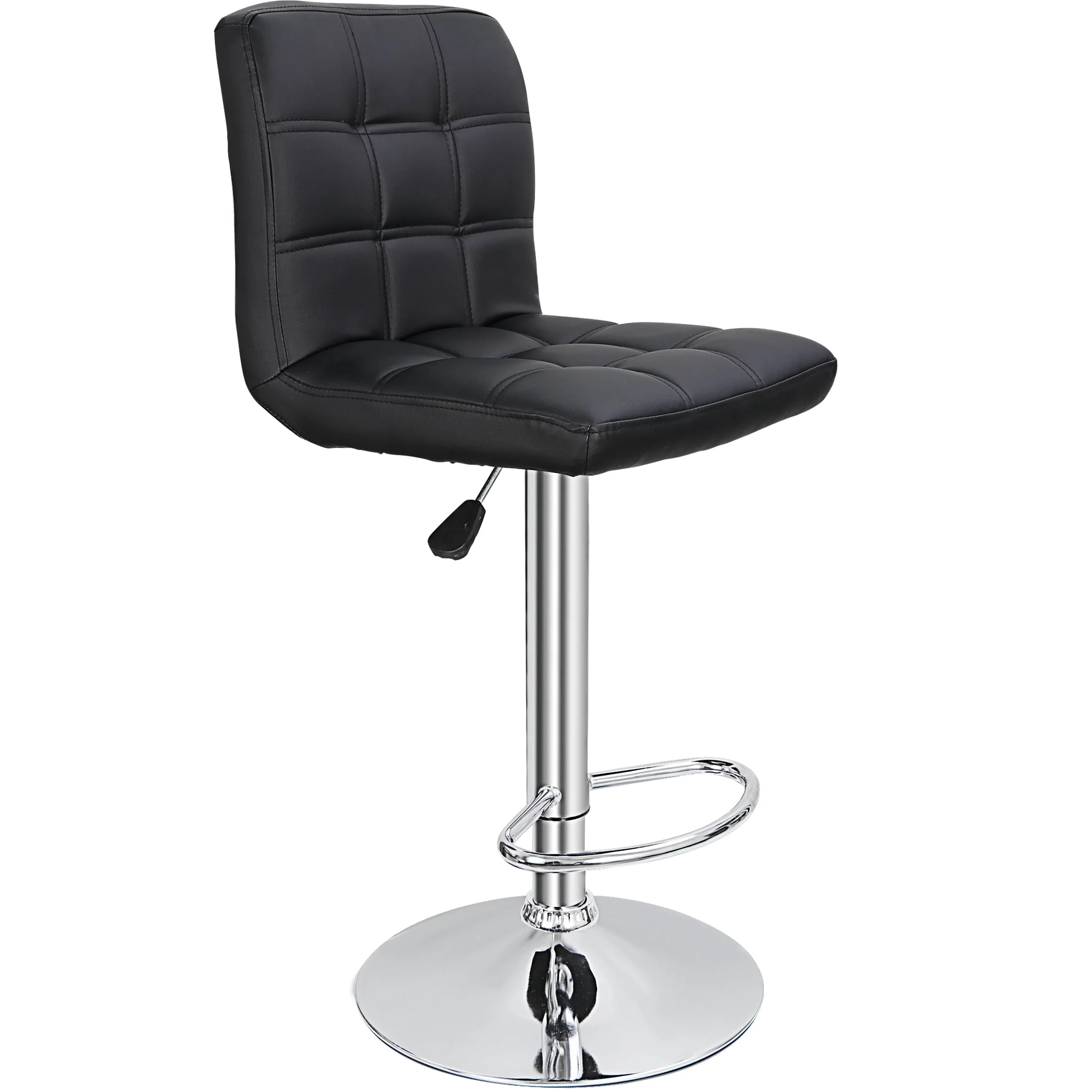 ZENY Set of 4 Bar Stool Soft Cushion Metal Frame 24-32" Swivel Chair, Black - Image 8