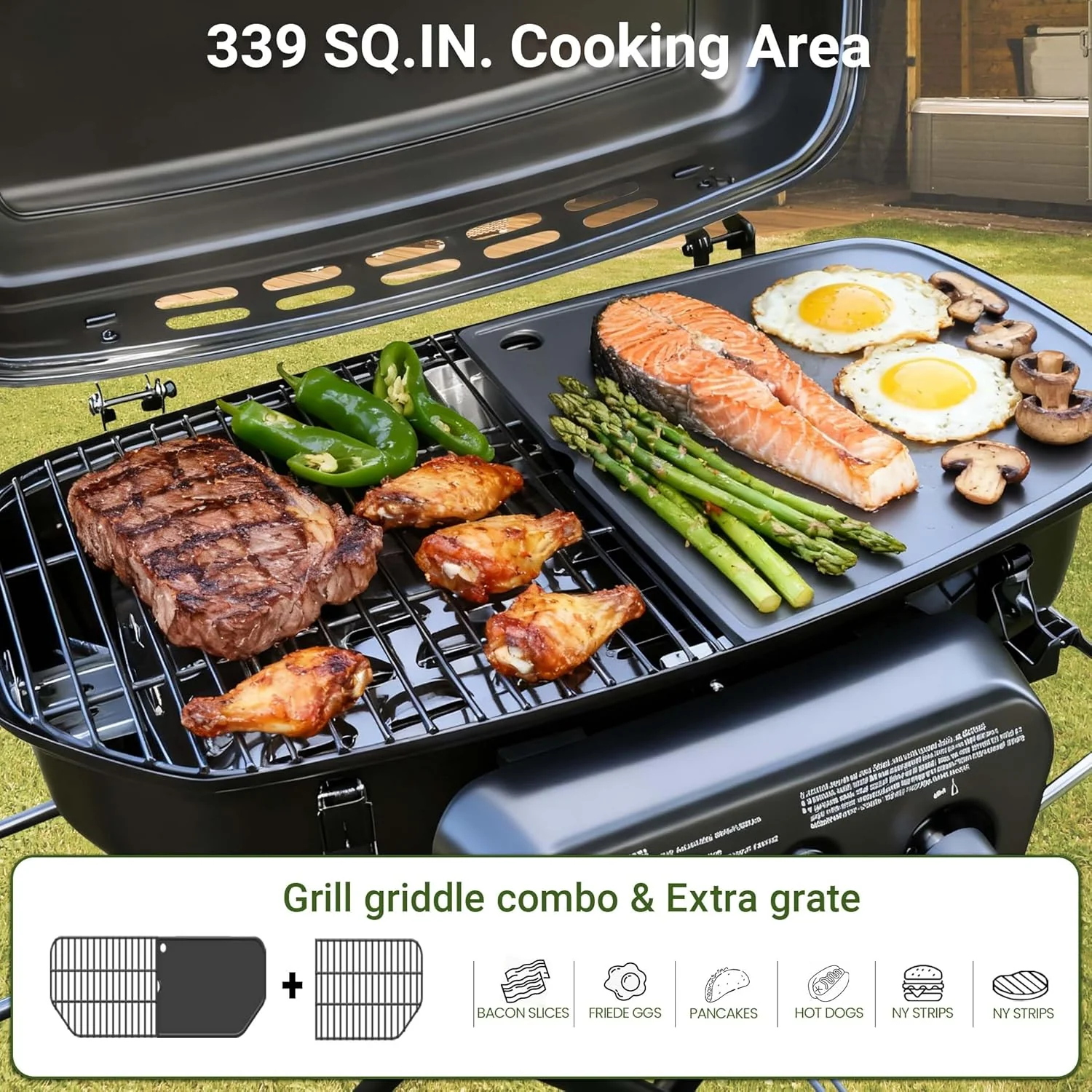 Brand-Man Portable Propane Gas Grill With Folding Cart And Push-Button Ignition - Image 2 Brand-Man Portable Propane Gas Grill With Folding Cart And Push-Button Ignition - Image 2