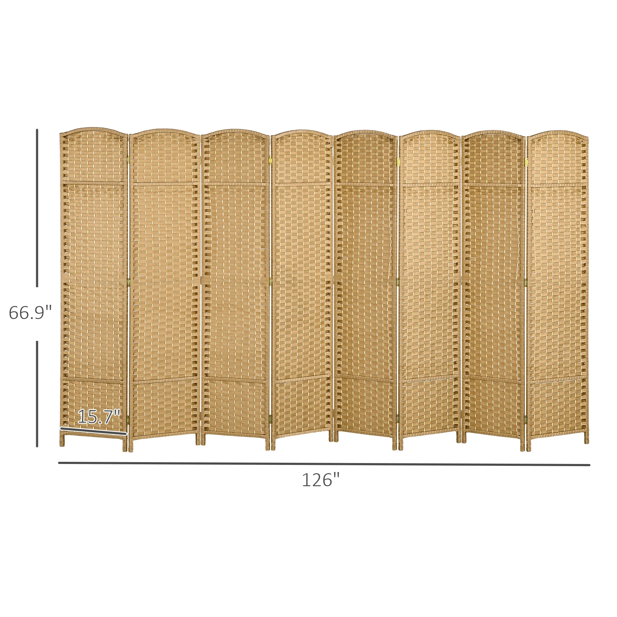 HOMCOM 4 Panel Room Divider Freestanding Folding Privacy Screen Nature Wood - Image 19