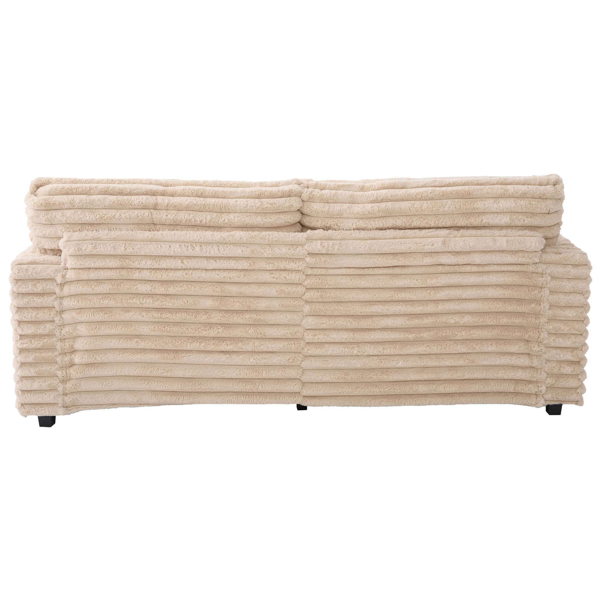 Oversized Double Chaise Lounge, Faux Fur Upholstered Deep Seat Sofa with 2 Pillows, 2 Cupholders, and Dual USB Ports - Image 41