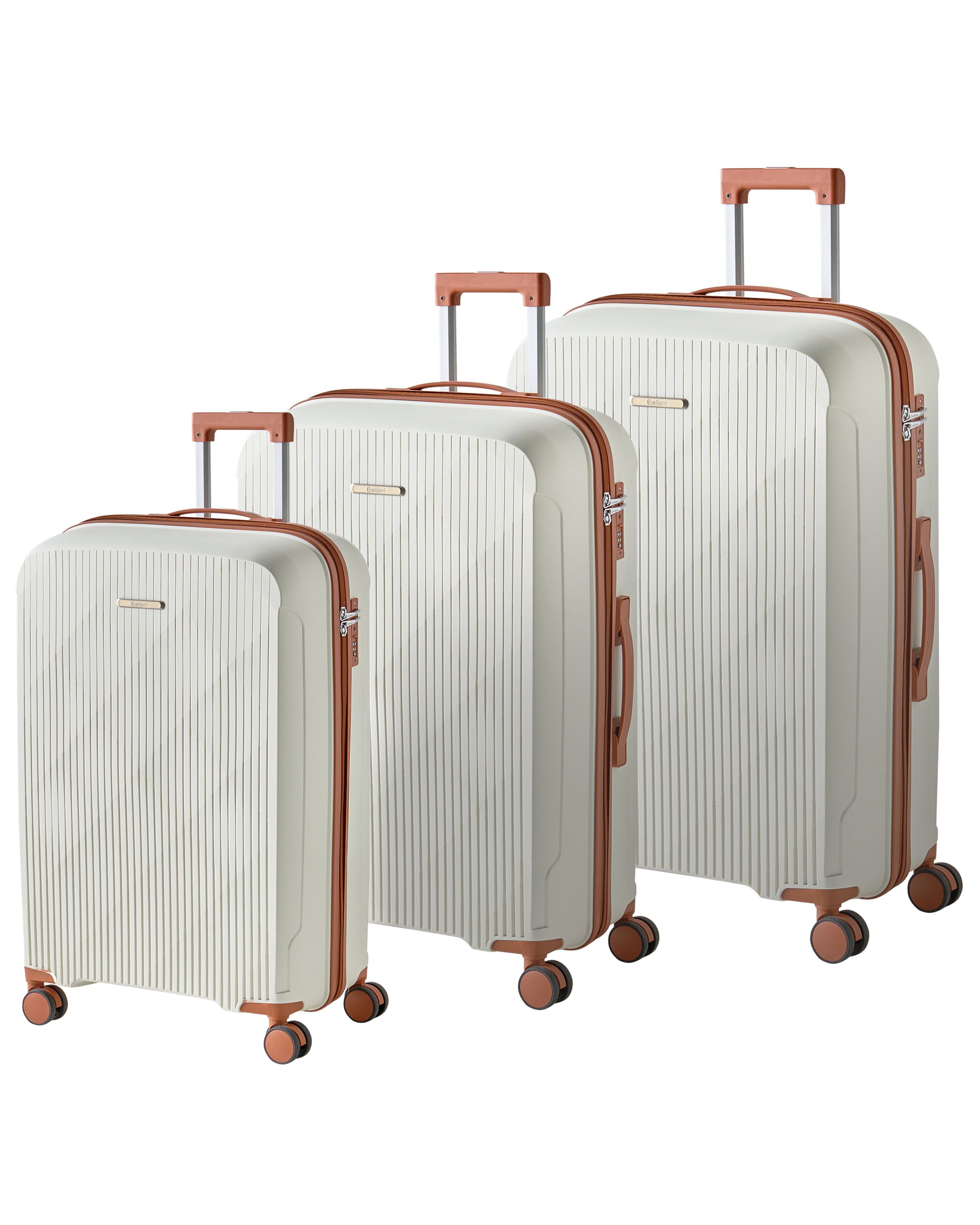 Set of 3 Hard Shell Suitcases TONSAI Off-White