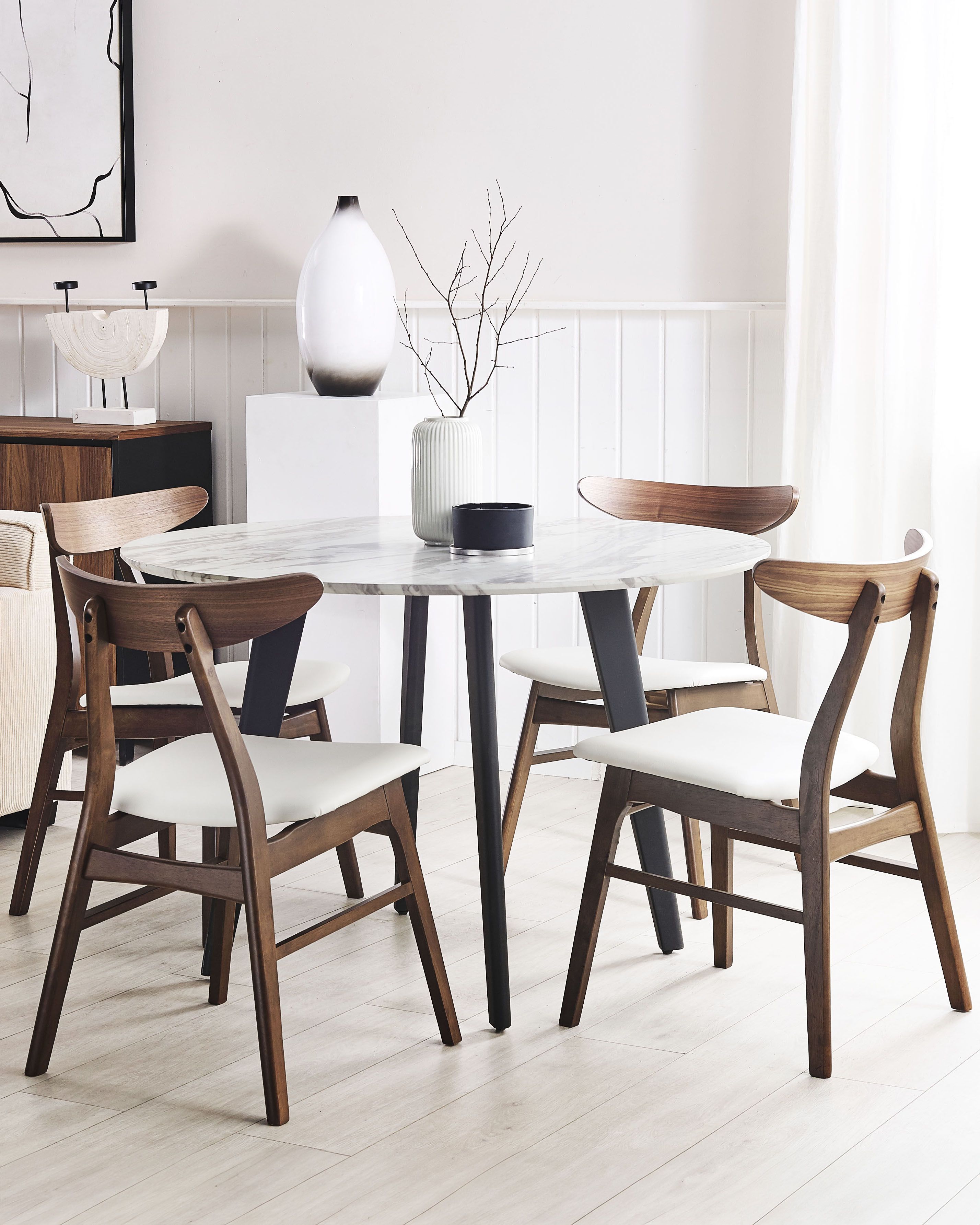 Set of 2 Dining Chairs LYNN Wood Dark Brown/ White