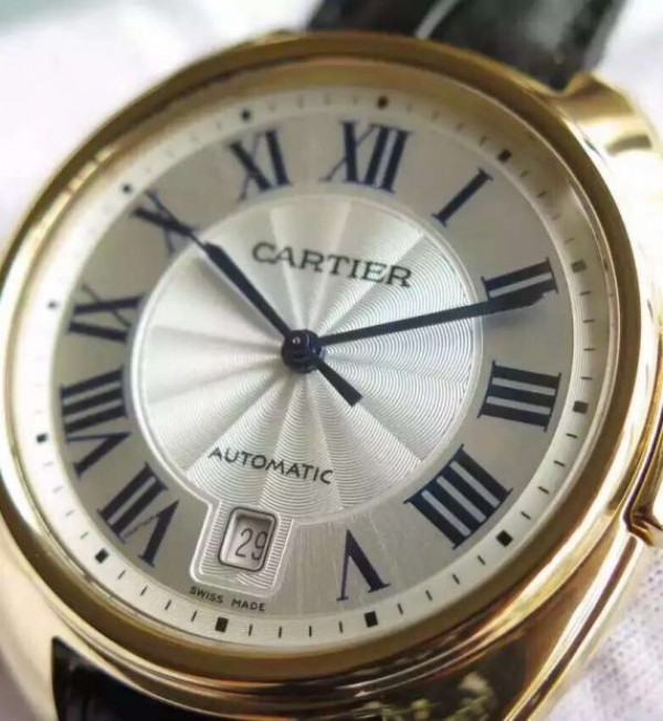 Replica Cartier Cle de Cartier YG White Textured Dial Leather Strap MIYOTA9015 - Top club