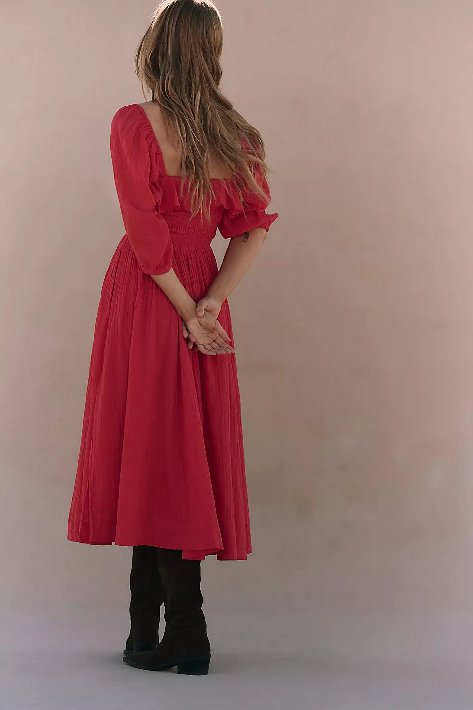 Oasis Midi Dress-Red
