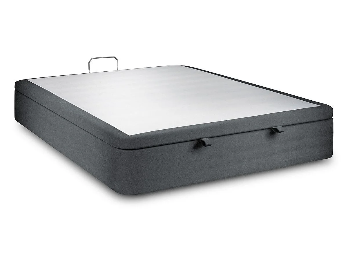 Sommier Coffre Velours Gris anthracite 200x200 H39cm