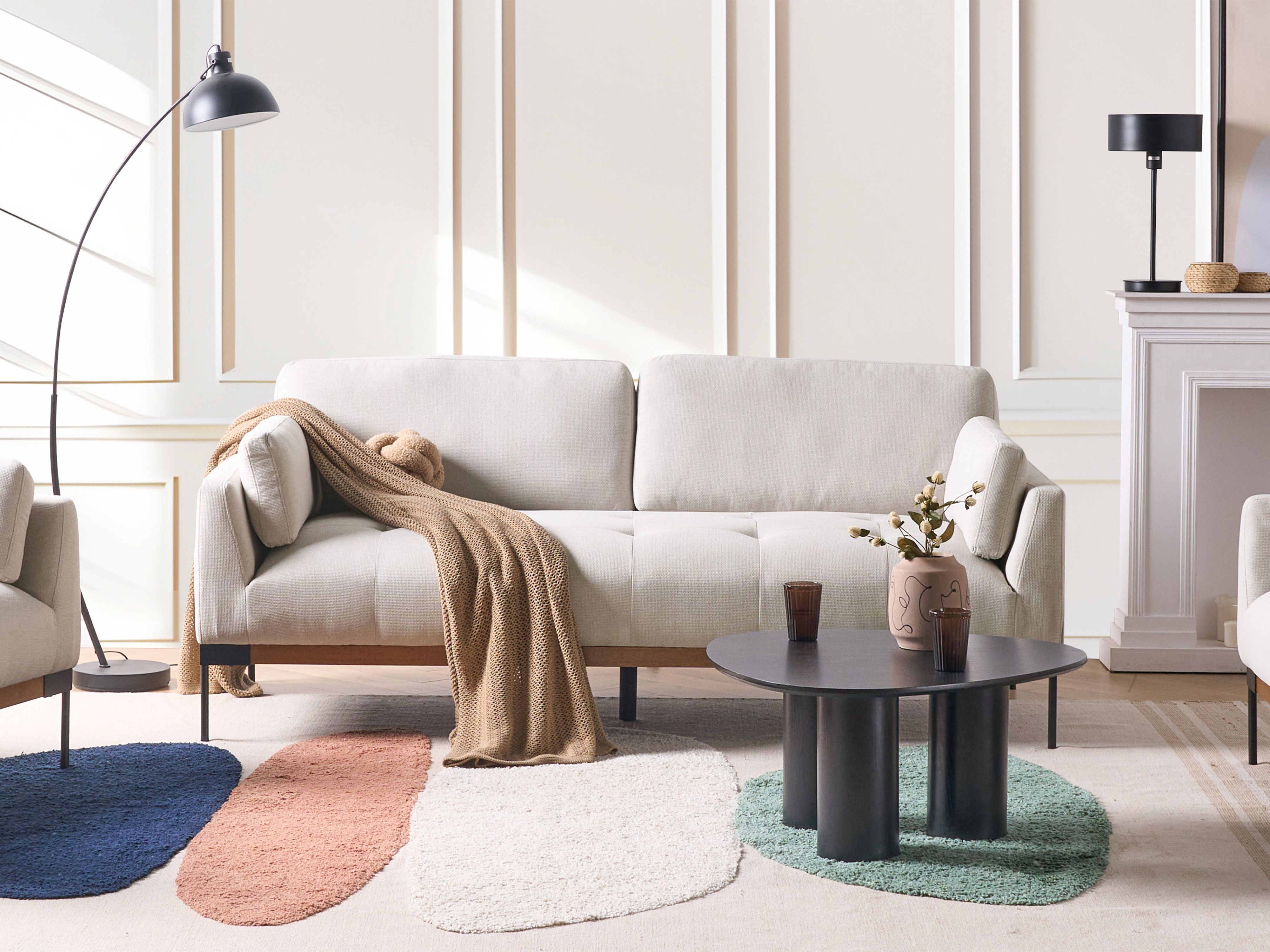 Sofa 3 Seater SKAVEN Fabric Light Beige