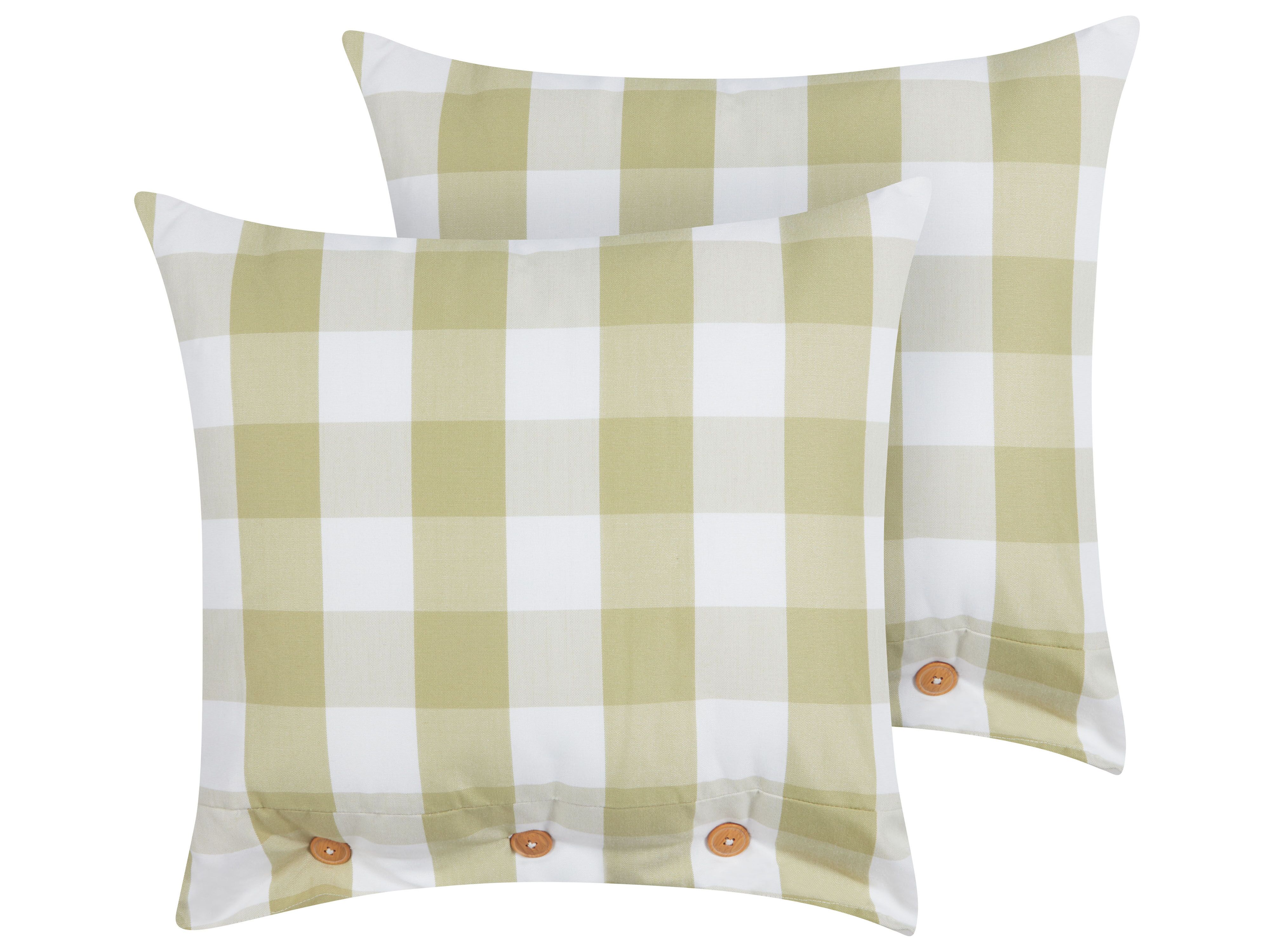 Set of 2 Decorative Cushions TAMNINE 45 x 45 cm Light Green Checked