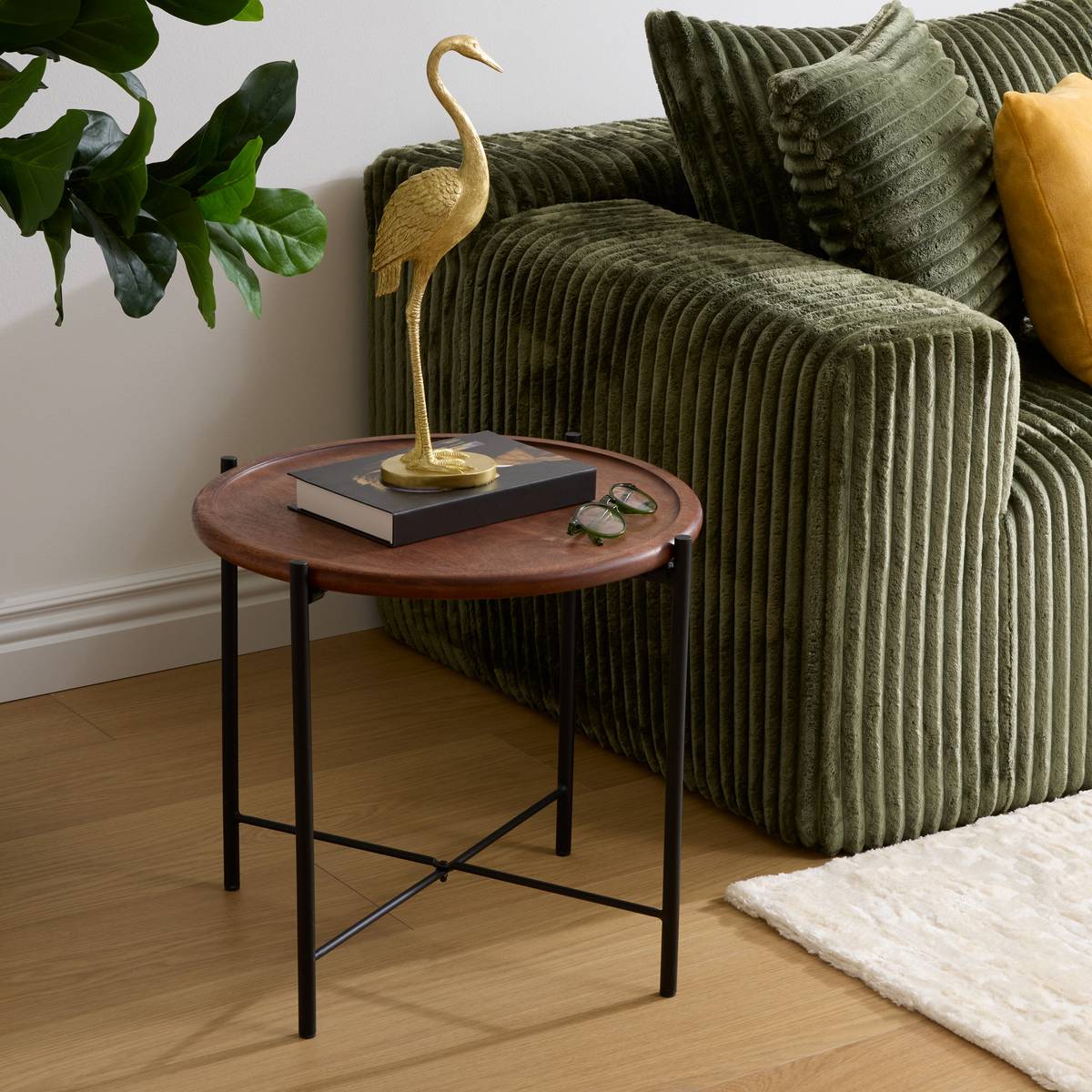 Side Table "Metsa" Brown, D.50.5 cm