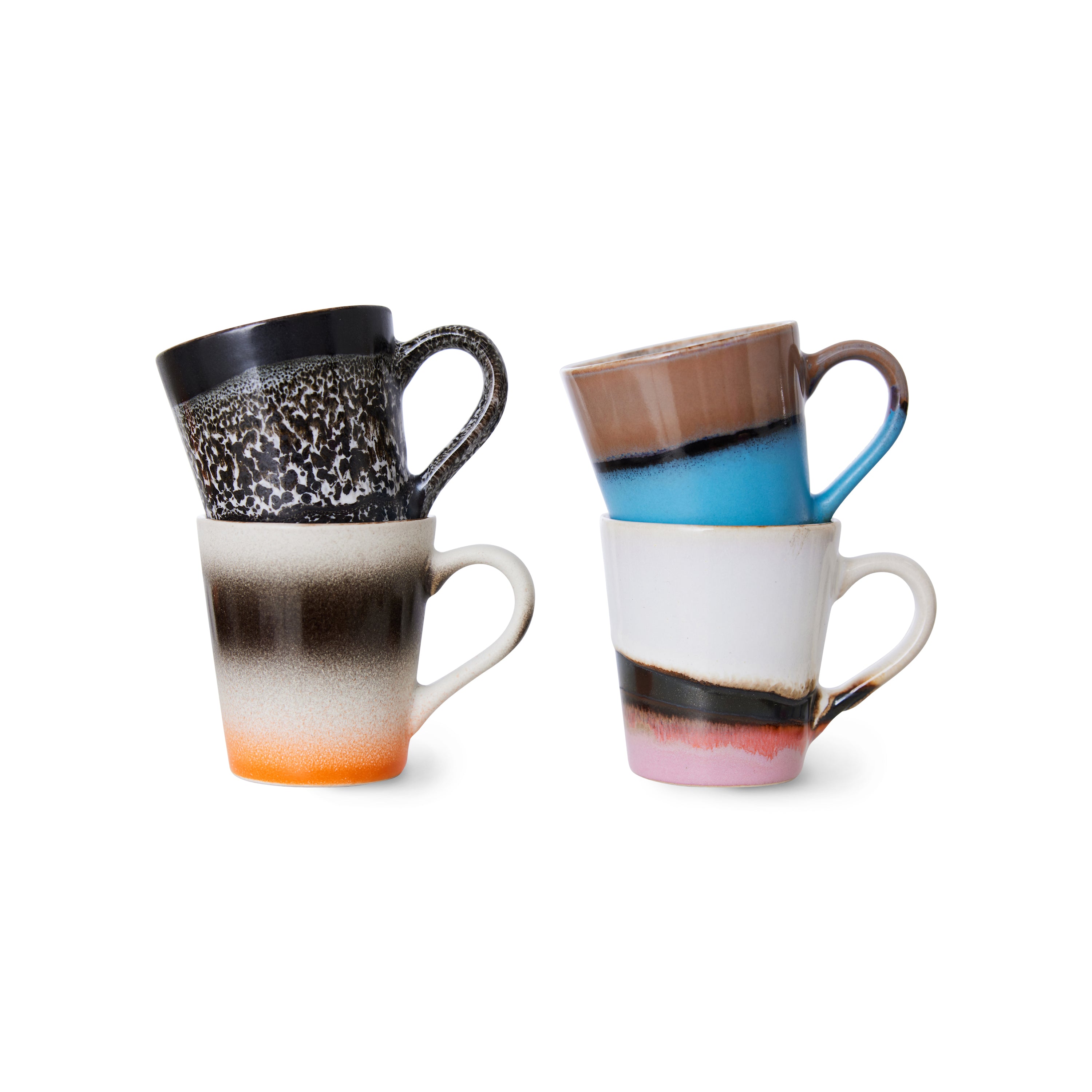 HKliving 70's Ceramics Espressokopje 0,1 L - Set van 4 - Funky