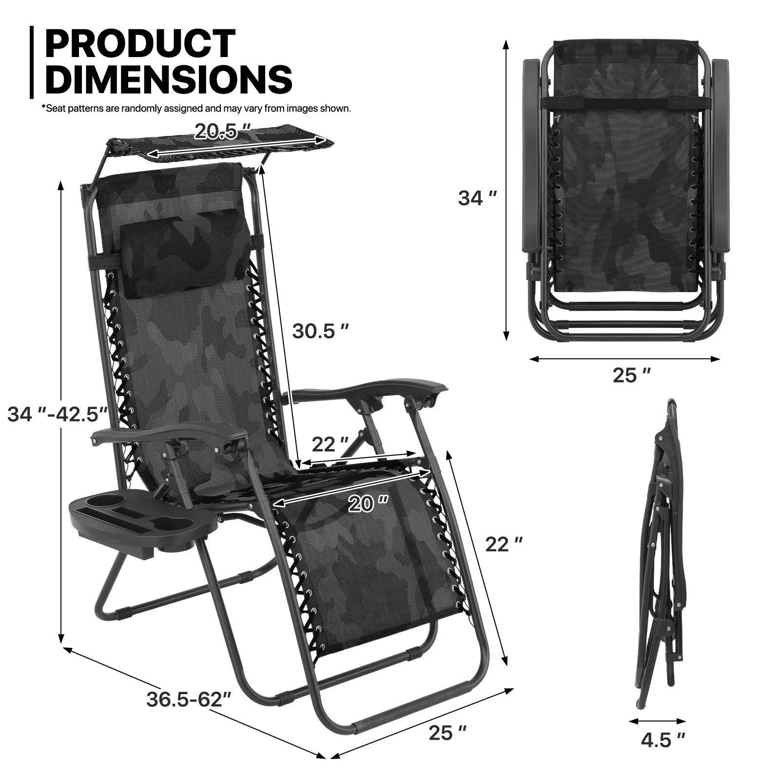 MoNiBloom Zero Gravity Reclining Chairs Set Of 2 With Canopy Shade And Headrest, Black - 330 lbs - Image 68 MoNiBloom Zero Gravity Reclining Chairs Set Of 2 With Canopy Shade And Headrest, Black - 330 lbs - Image 68