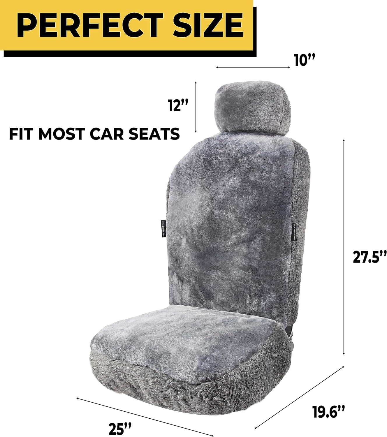 Zone Tech Genuine Sheepskin Ivory Car Seat Cover, Fluffy Luxury Wool Front Seat Covers, Universal Fits Car, Truck, SUV, & Van - Image 12