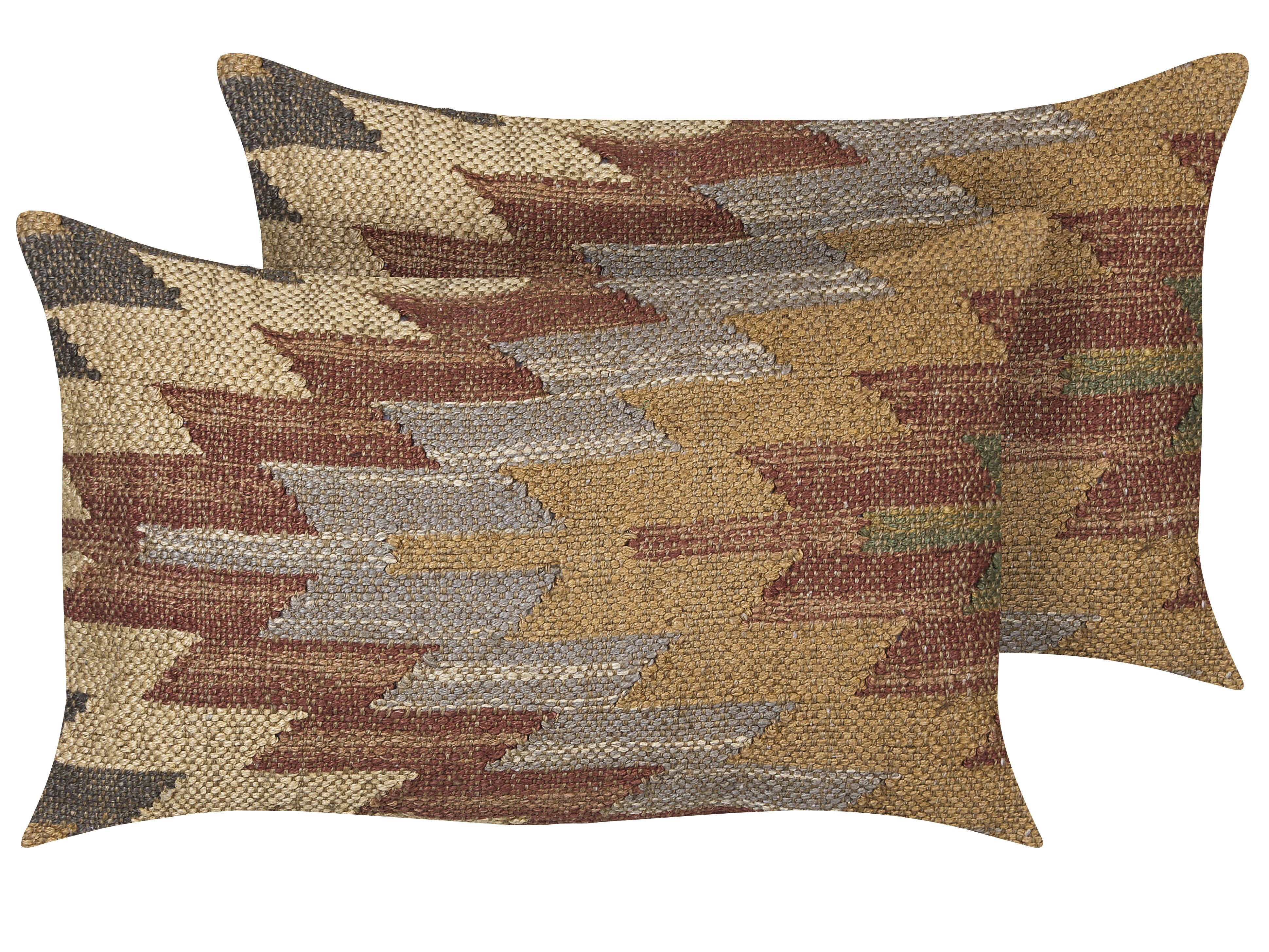 Set of 2 Decorative Cushions DEEPOR Jute 30 x 50 cm Multicolour Oriental Pattern