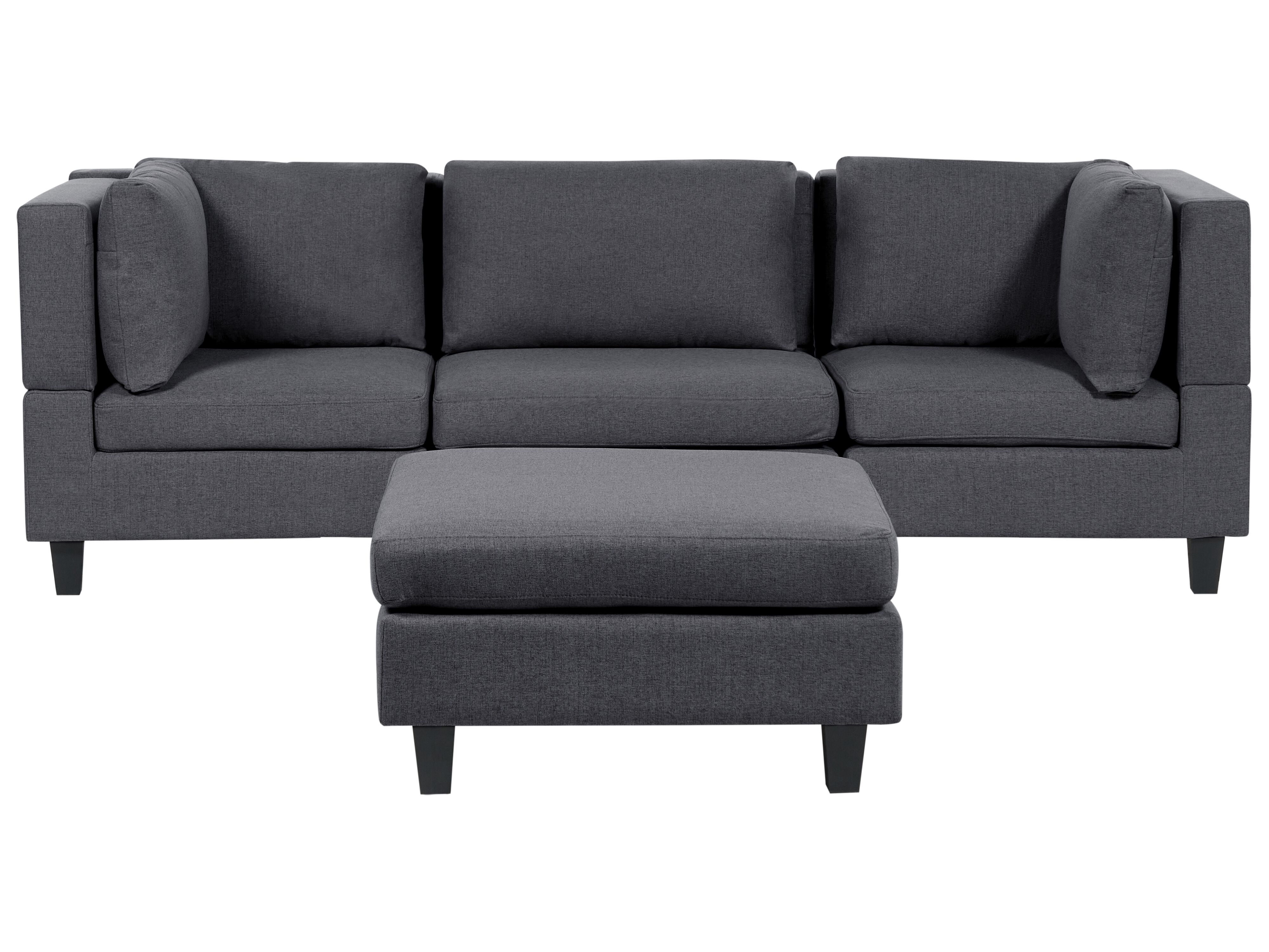 Modular Sofa 3 Seater UNSTAD Fabric Dark Grey with Ottoman