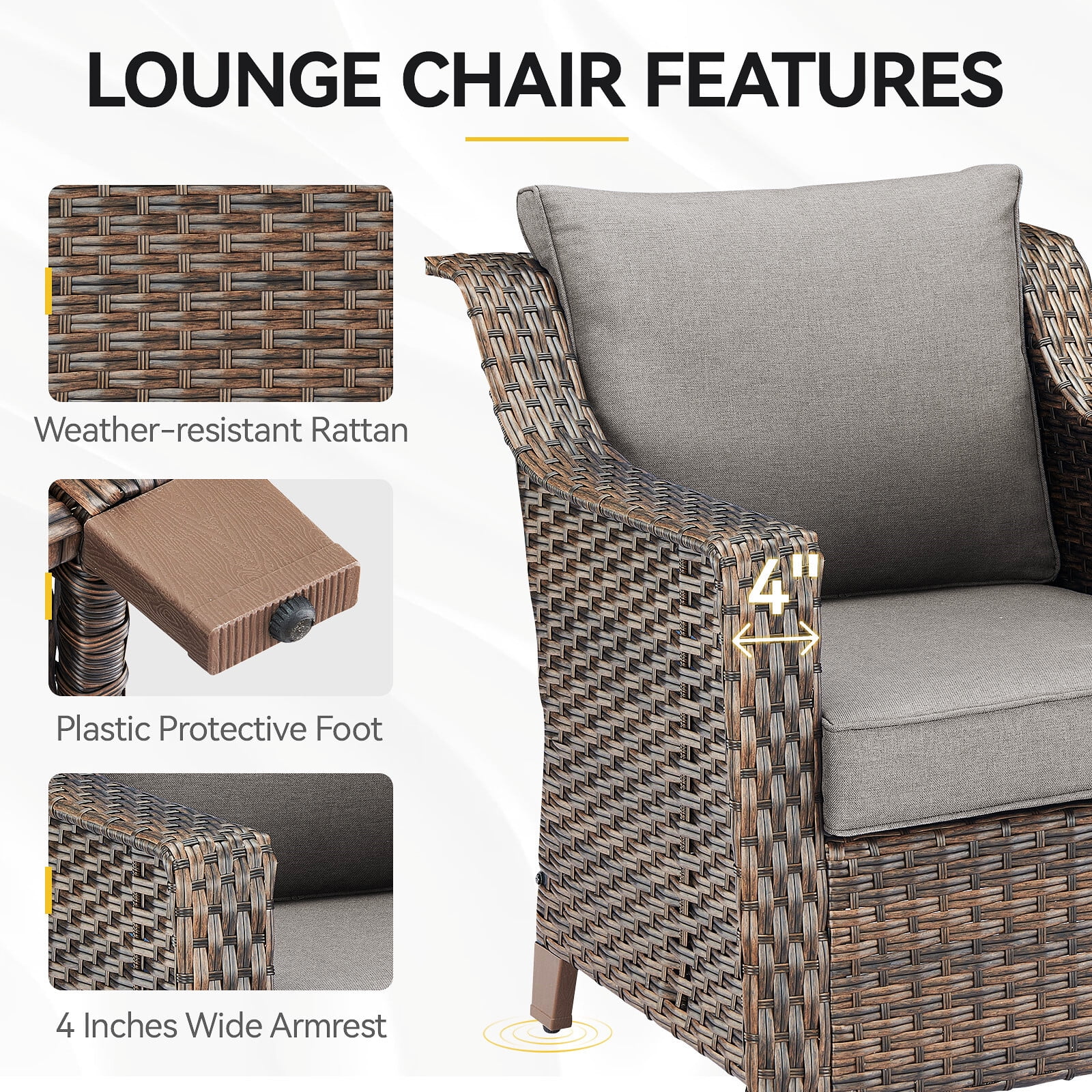 Bellefurn Outdoor Wicker Patio Chairs Set of 2 with Side Table,All-Weather Wicker Rattan Chairs Patio Furniture Chairs for Porch Balcony Backyard Yard Deck - Image 14