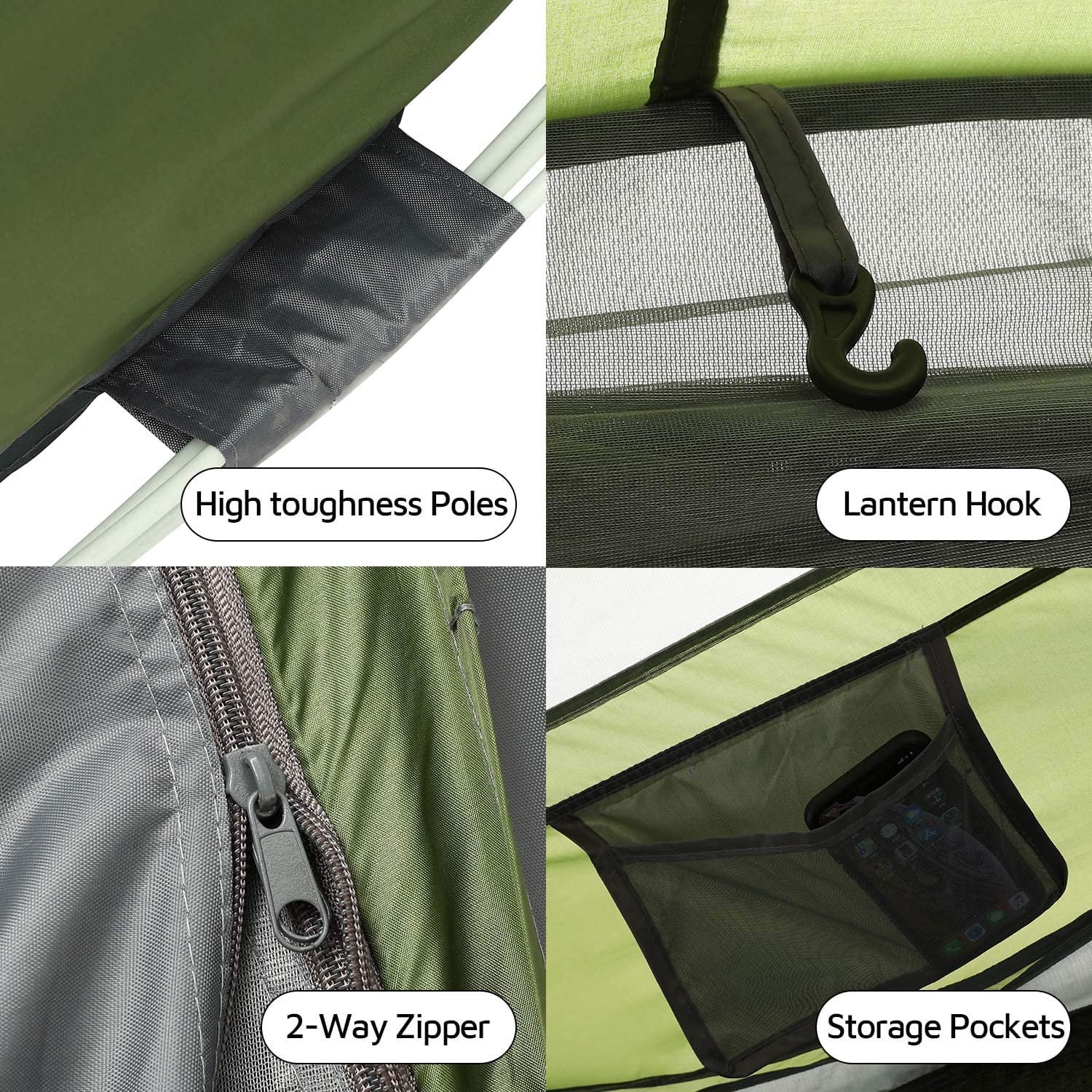 4 Person Easy Pop Up Tent,9.5��X6.6��X52'',Waterproof, Automatic Setup,2 Doors-Instant Family Tents for Camping, Hiking & Traveling - Image 4