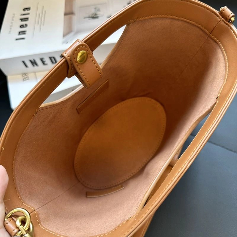 Saint Laurent Mini Celia Tote In Smooth Leather Brown Gold - 1:1High-quality replica