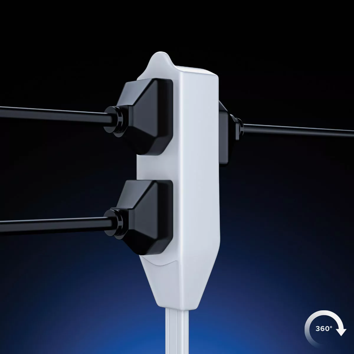 Maximm 3 Ft. 16/3 White 3-Outlet 360 Deg. Rotating Plug Extension Cord With Removable Hook