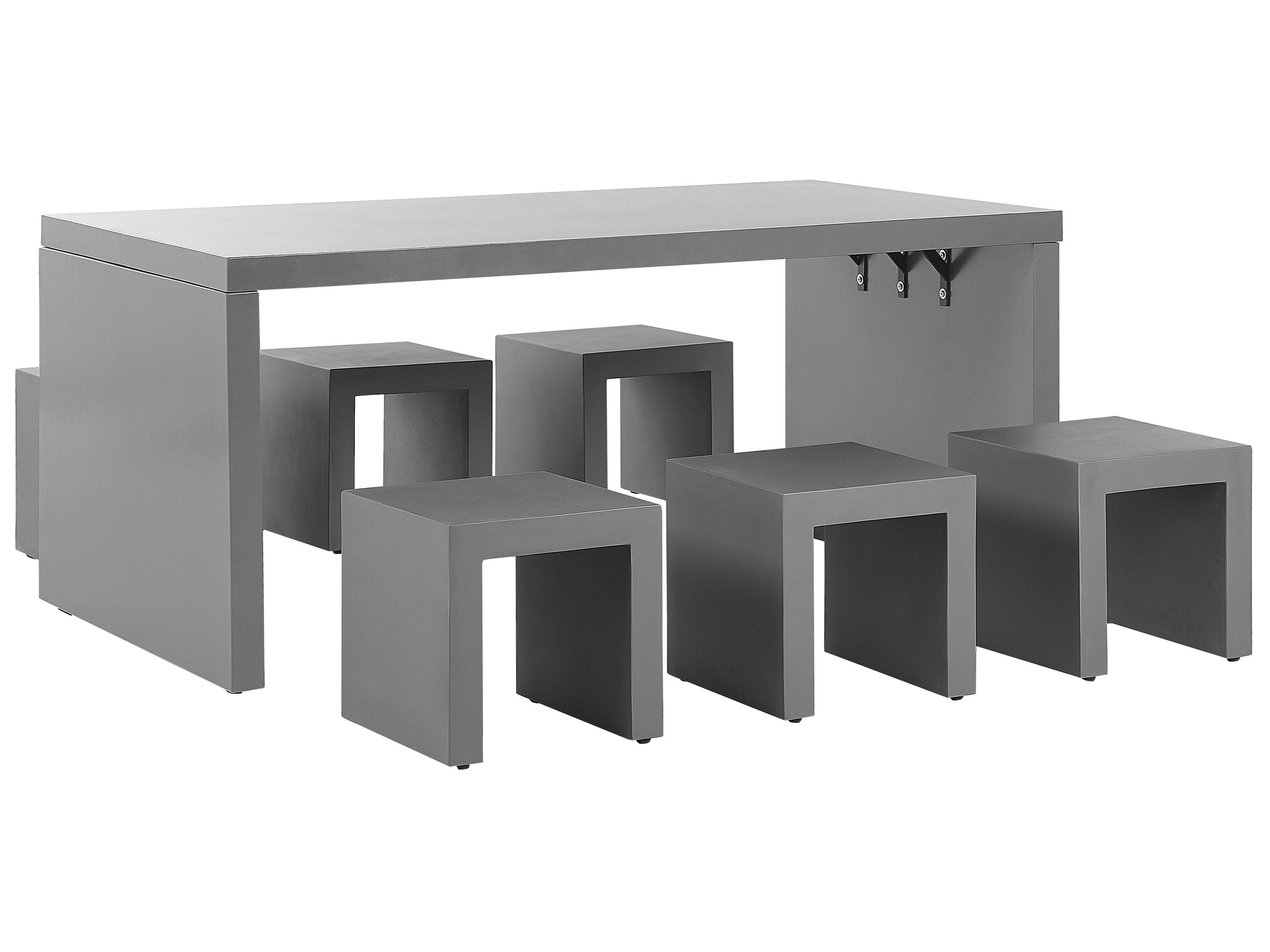 Garden Dining Set with Stools 6 Seater TARANTO Concrete Grey