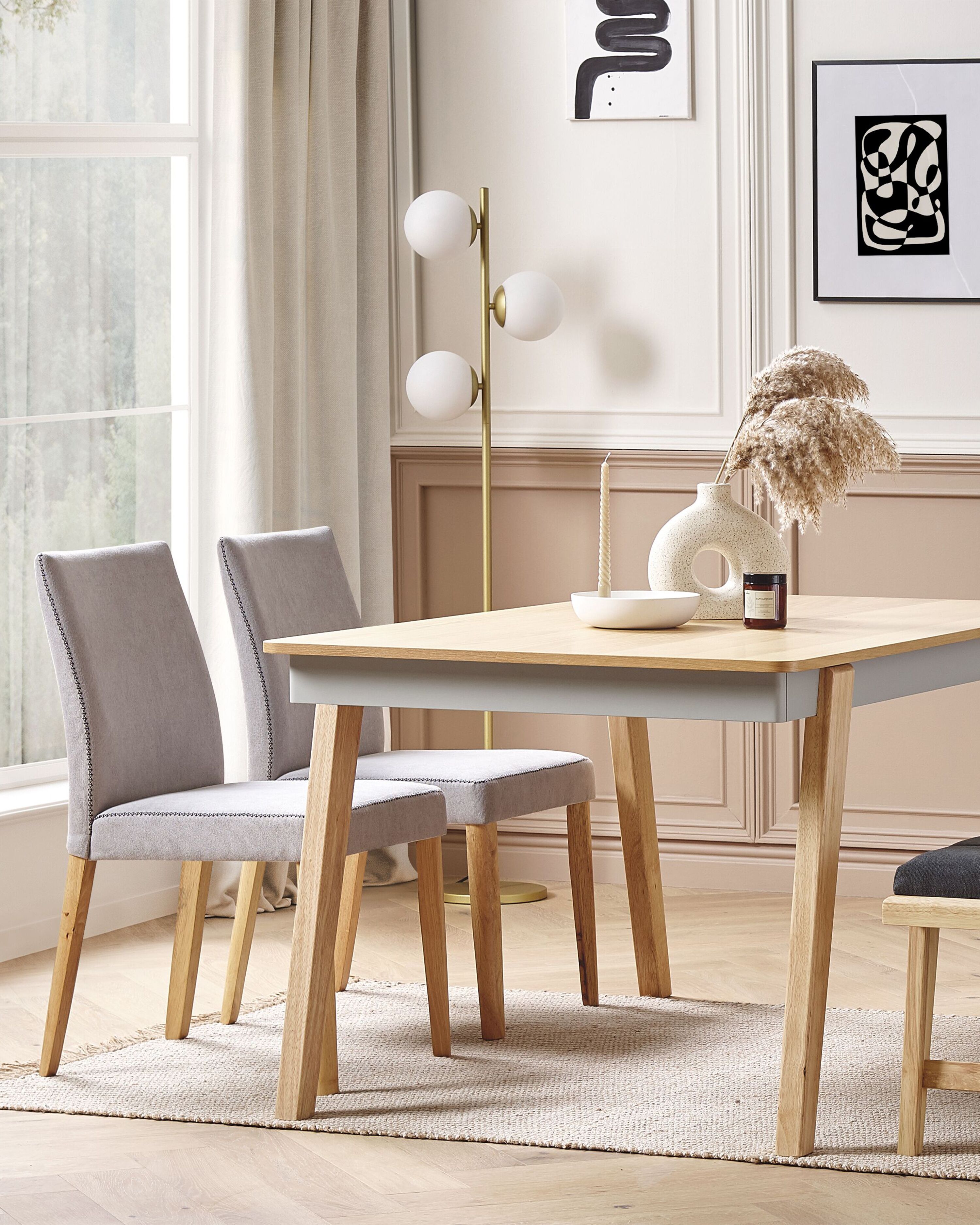 Set of 2 Dining Chairs PHOLA Fabric Grey