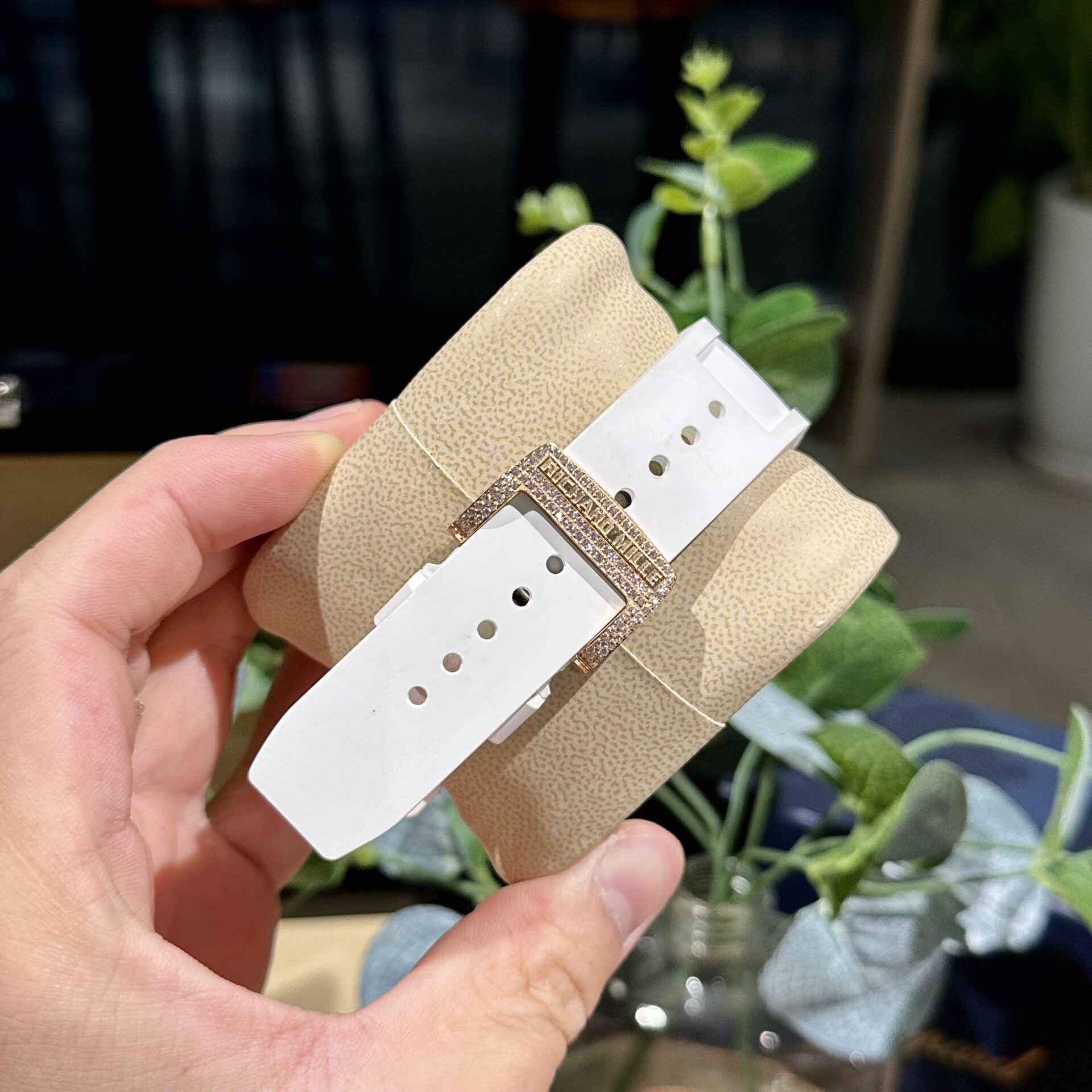 Richard Mille RM011 Replica Watch Full Diamond White Rubber Strap 44mm - Top club