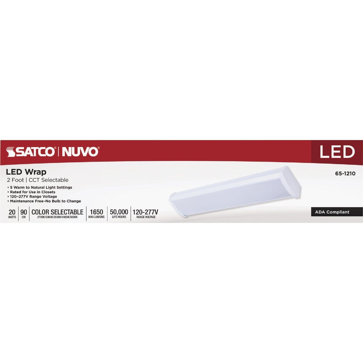 SATCO NUVO 20W LED 2 Ft. Ceiling Wrap Light Fixture CCT-Selectable White Finish