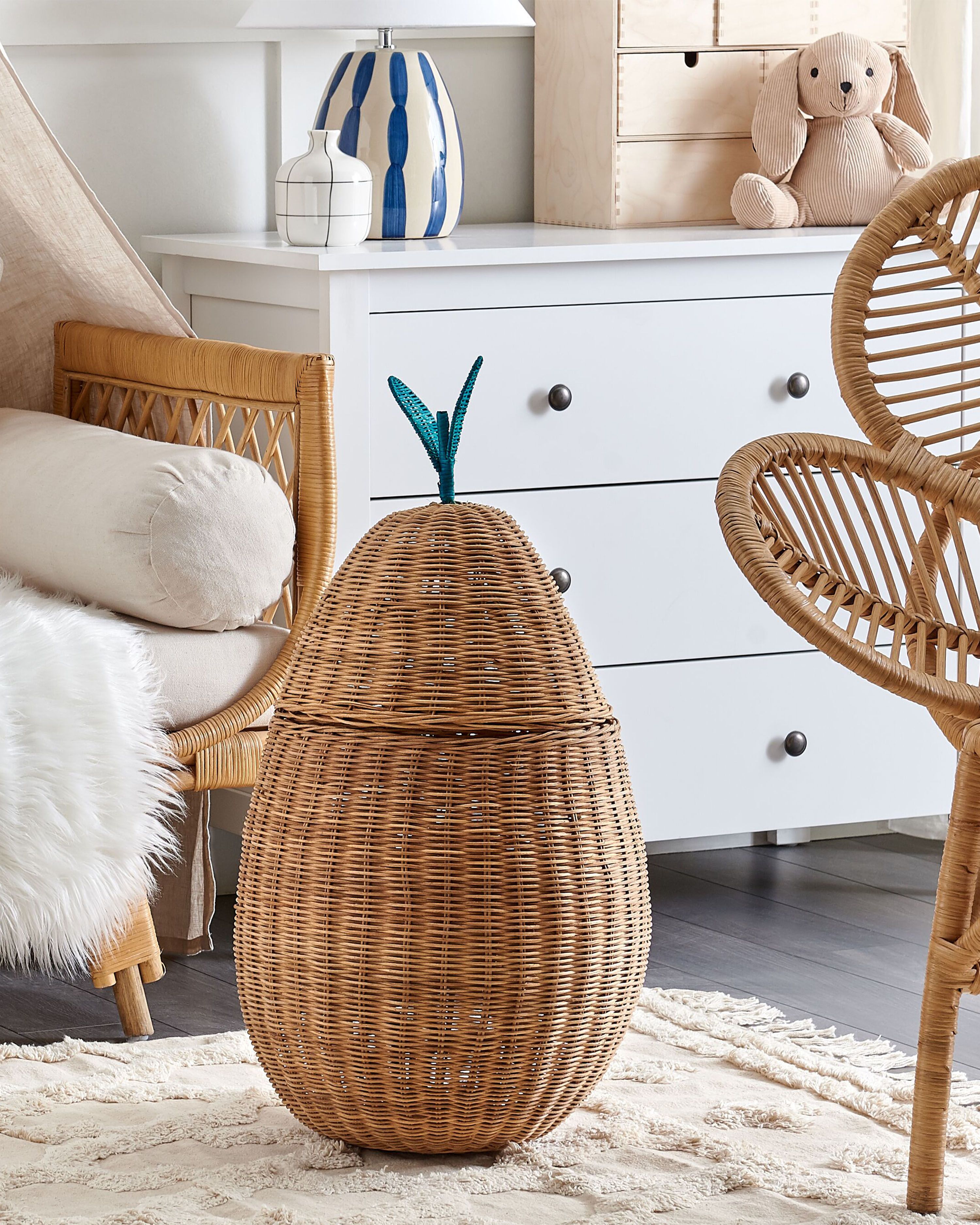 Kids Basket Pear VAGSOY Rattan Natural