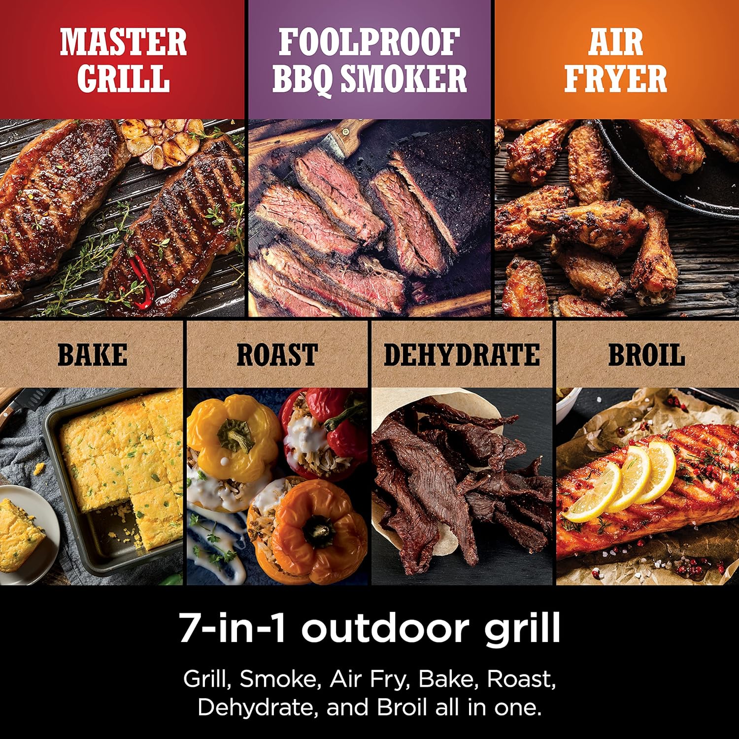 Ninja 7-in-1 Portable Electric Outdoor Grill And Smoker With Thermometer, Grey - OG751BRN - Image 25 Ninja 7-in-1 Portable Electric Outdoor Grill And Smoker With Thermometer, Grey - OG751BRN - Image 25