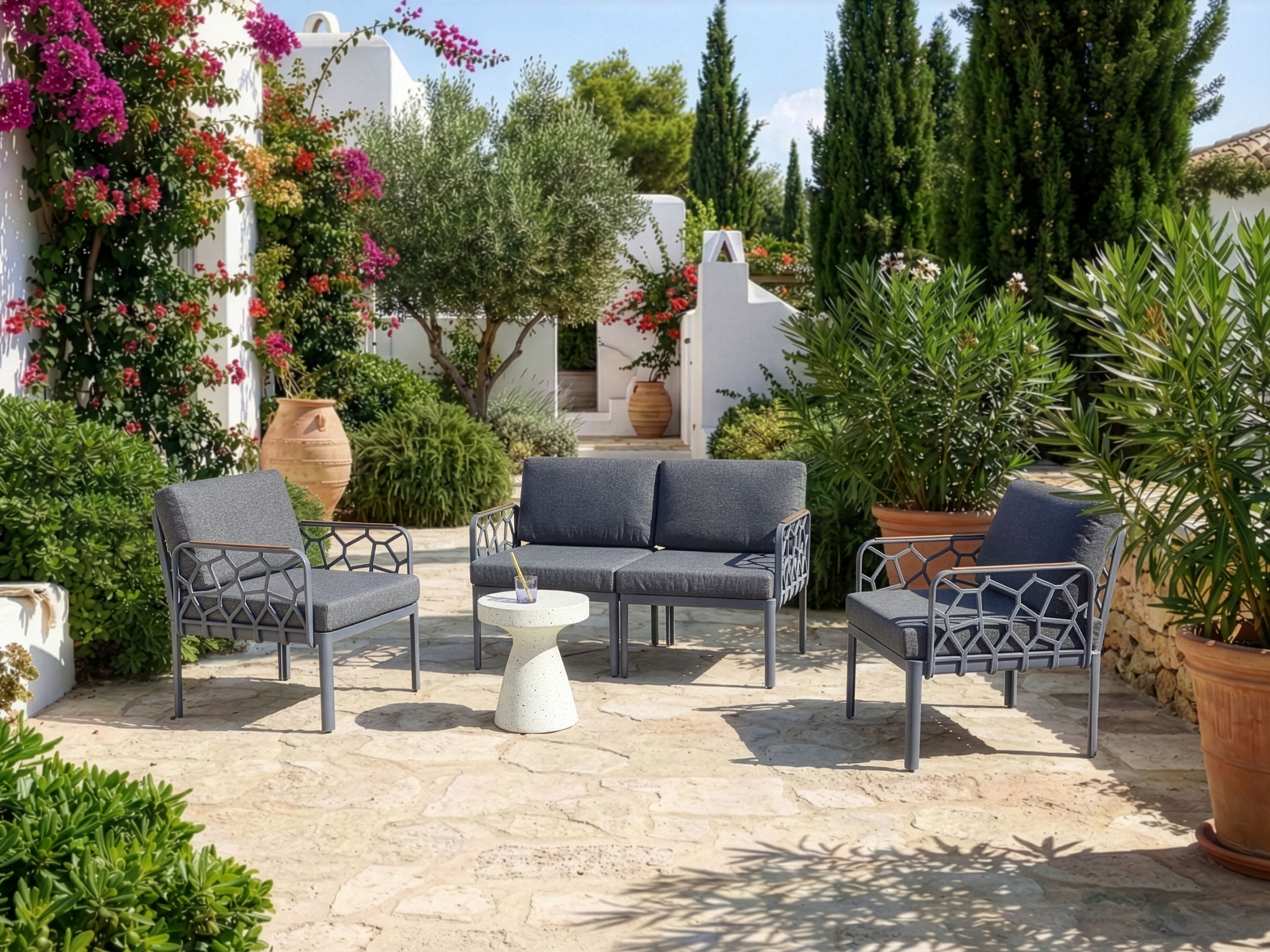 Garden Sofa Set 4 Seater ERICHE Dark Grey