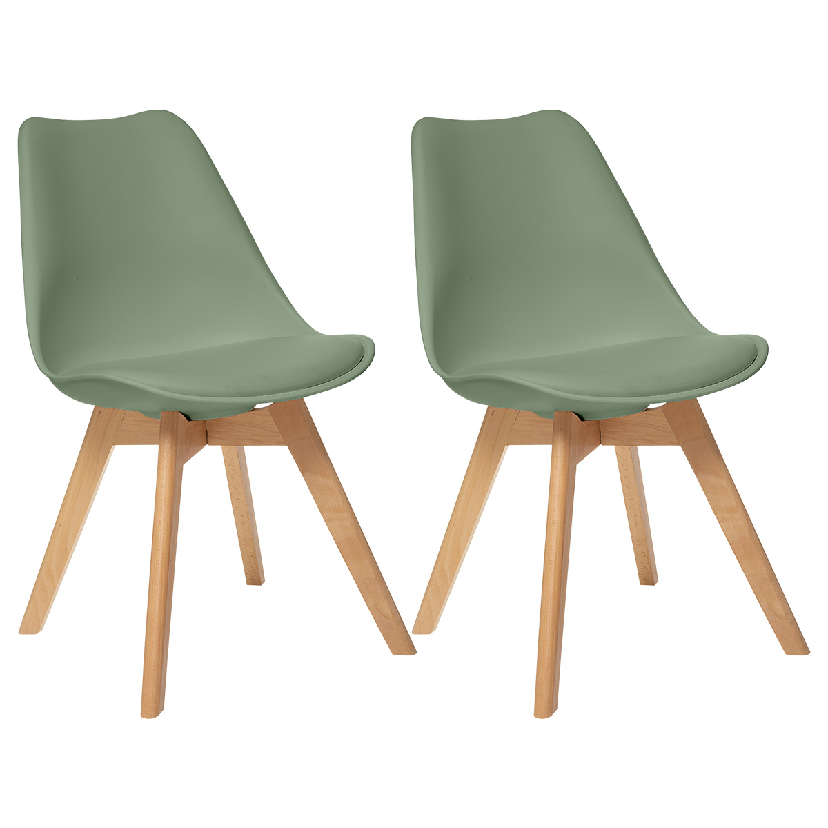 Set of 2 chairs "Baya" Beech, khaki green