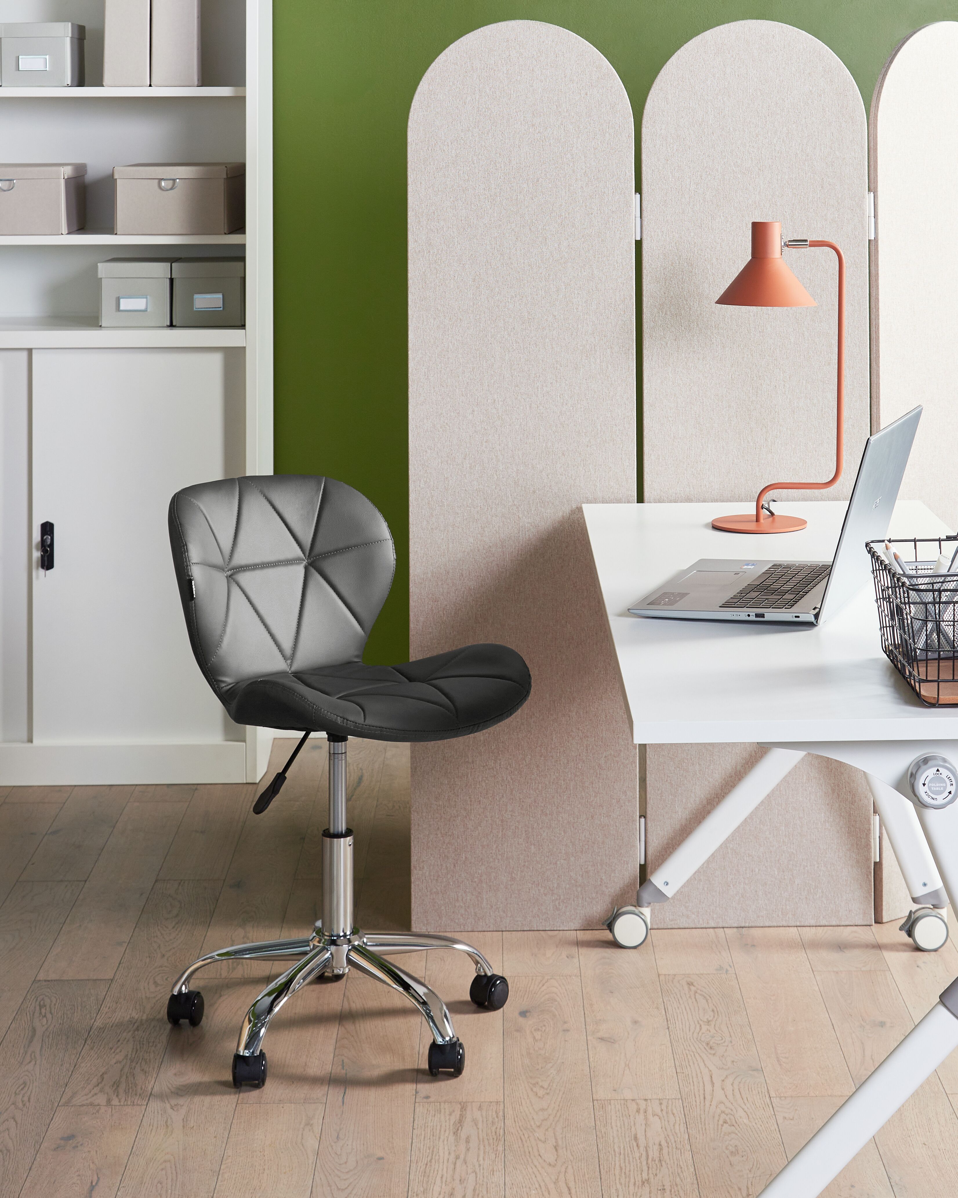 Desk Chair VALETTA Faux Leather Graphite Grey