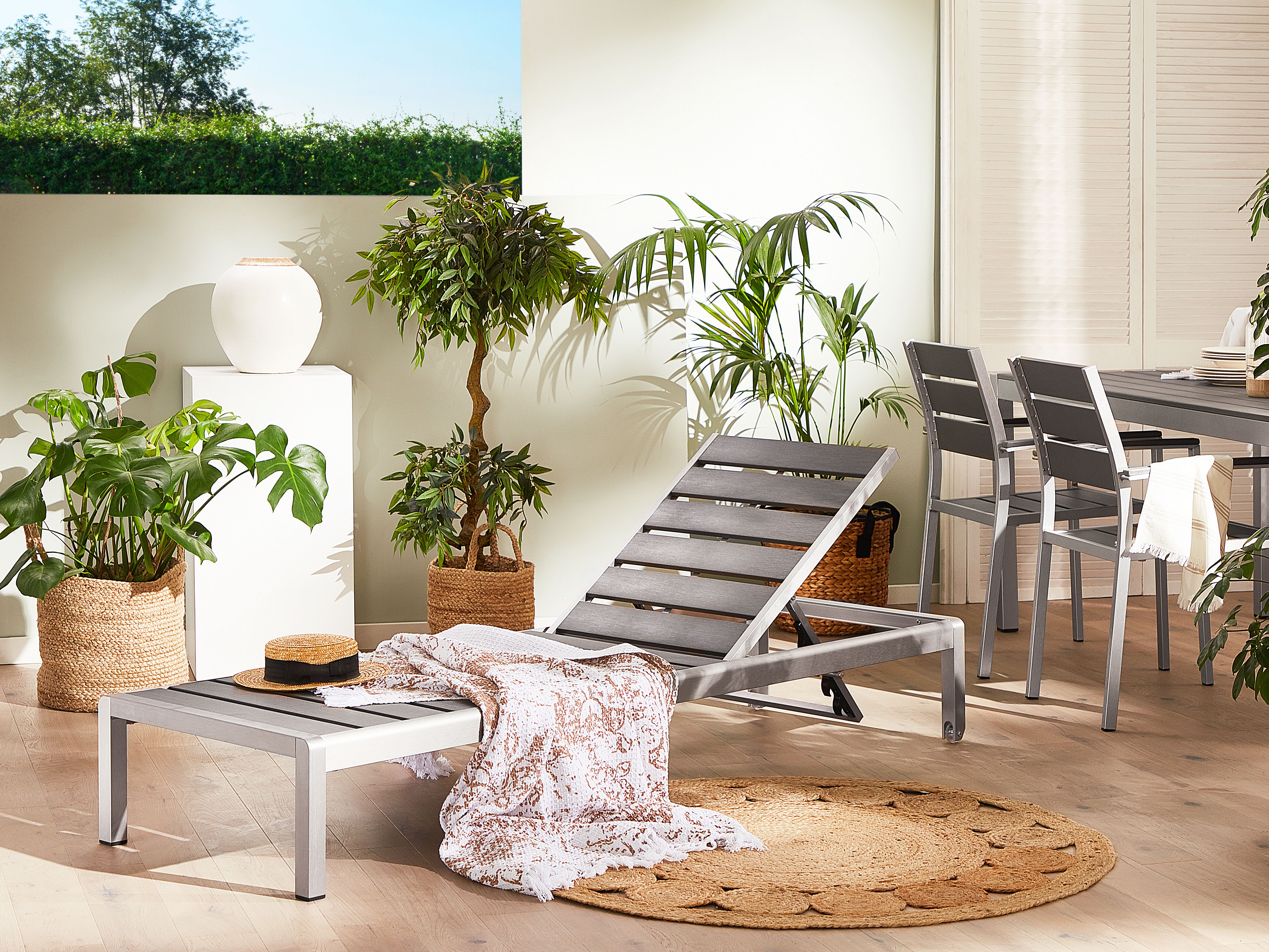 Sun Lounger NARDO Reclining Metal Grey
