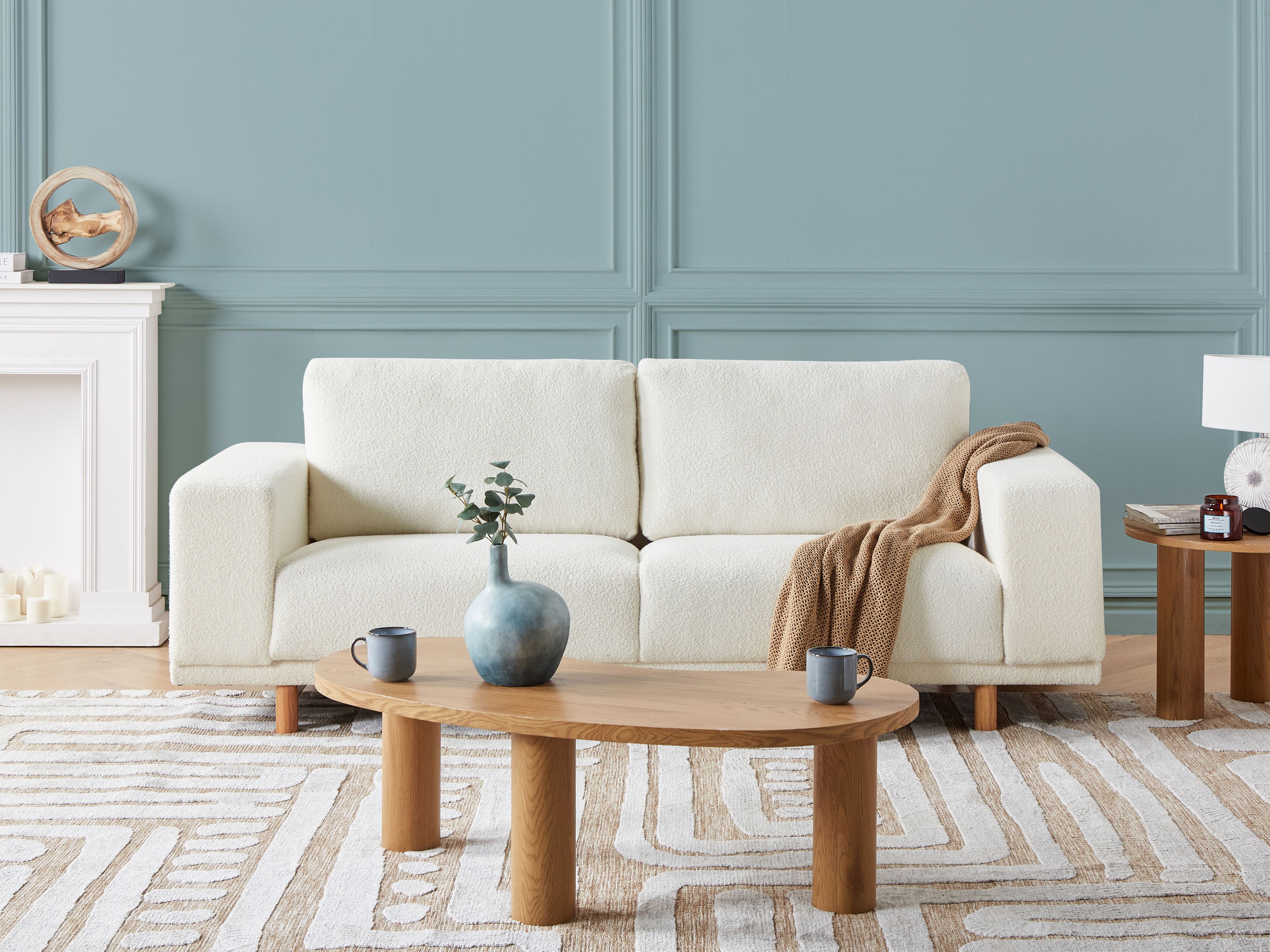 Sofa 3 Seater NIVALA Boucle Off-White