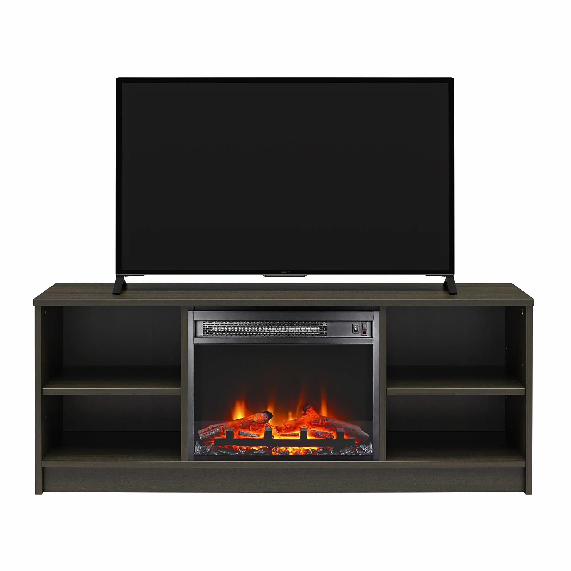 Mainstays Fireplace TV Stand, for TVs up to 55", Black Oak - Image 43