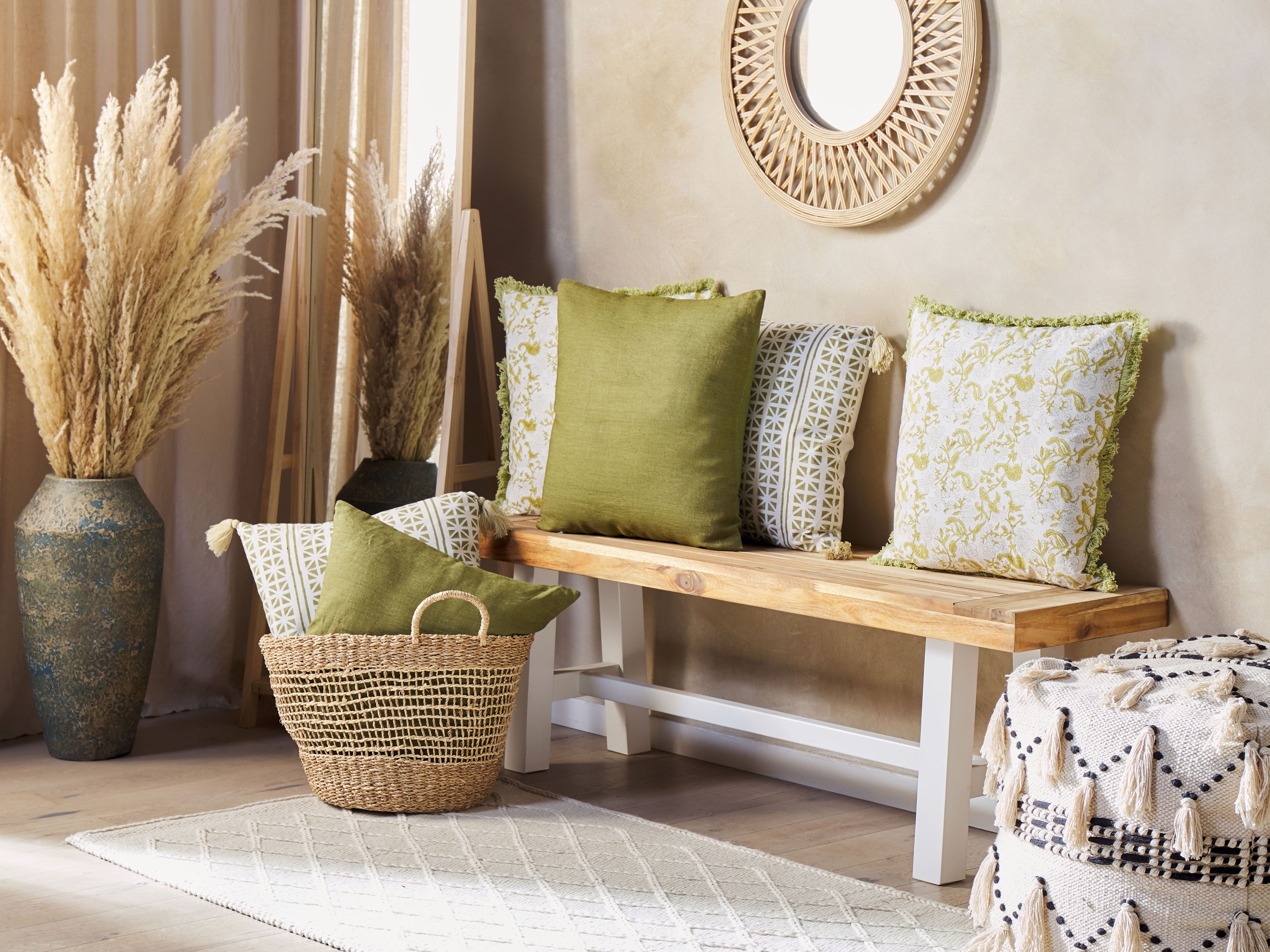 Set of 2 Decorative Cushions FILIX Cotton 45 x 45 cm Green Floral Pattern